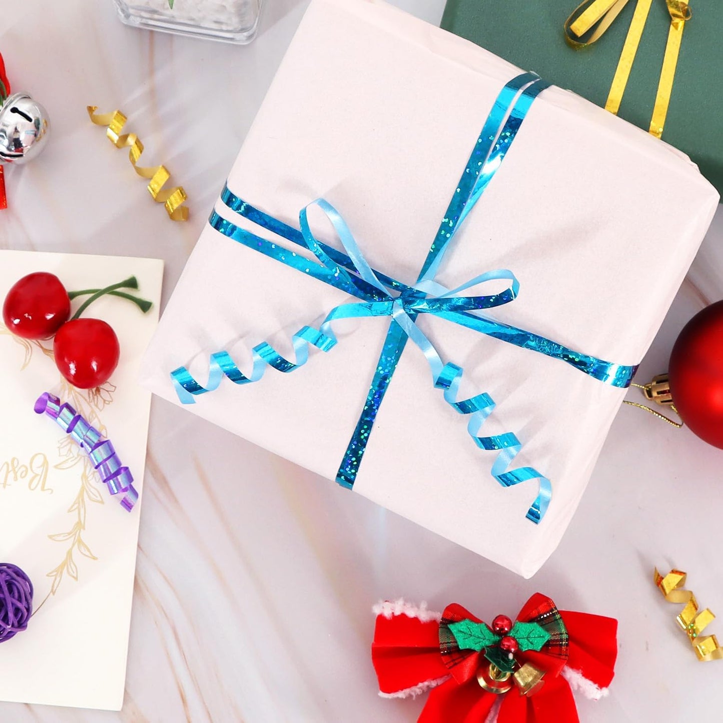 BEISHIDA 500 Yards Curling Ribbon for Balloon String Light Blue Teal Crimped Shiny Metallic Roll Gift Wrapping Ribbon for Party Festival Art Craft Decor Florist Flowers Decoration