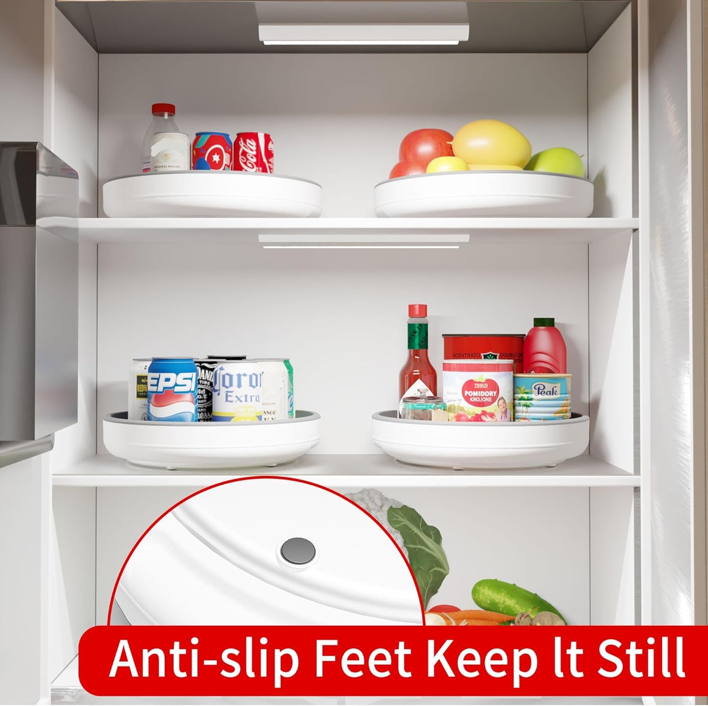 2 Pack 10 Inch Non-Skid Lazy Susan Turntable Organizers - Spinning Rack for Pantry Organization and Storage, Kitchen, Cabinet, Fridge, Bathroom Vanity, Countertop, Under Sink Organizing, Spice Rack