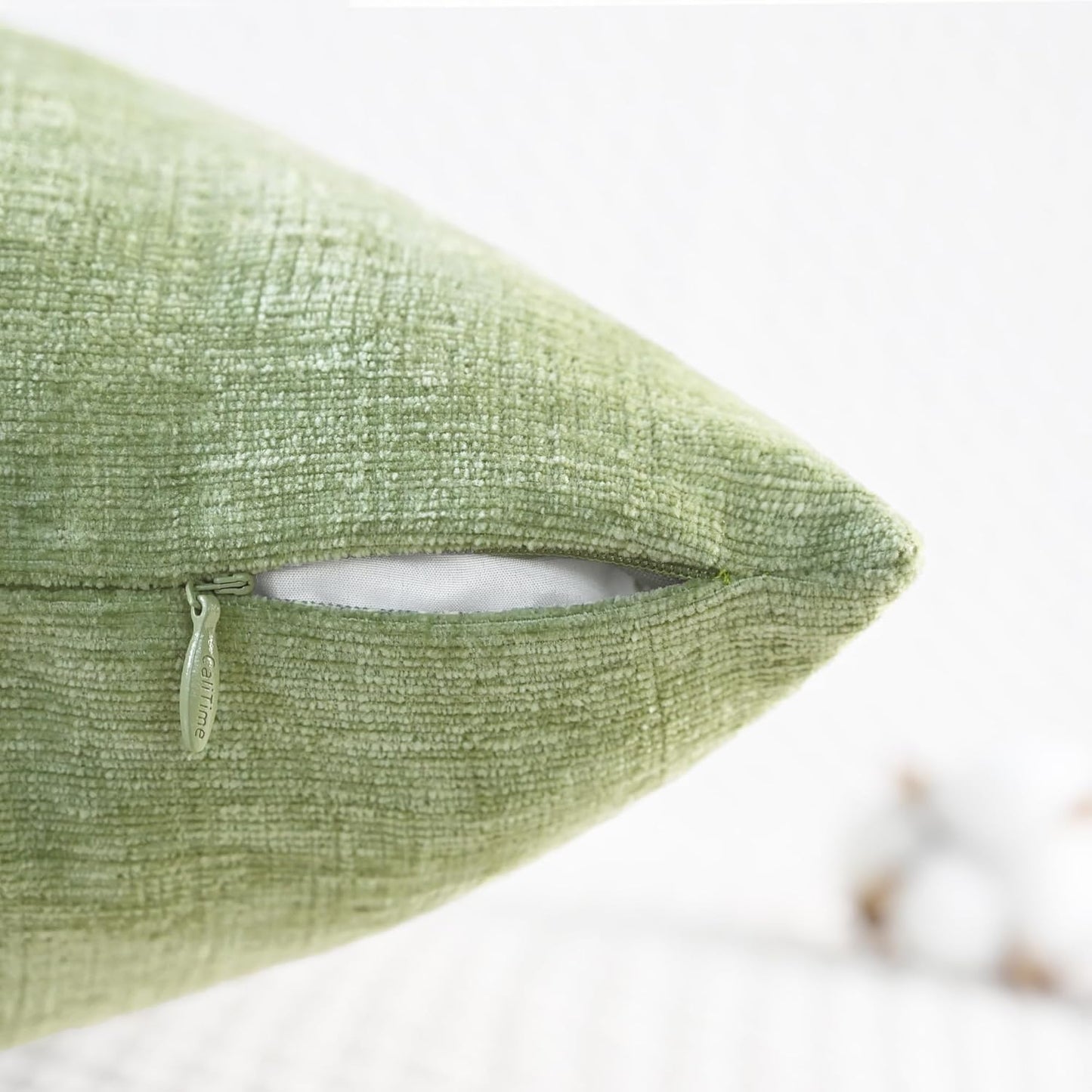 CaliTime Throw Pillow Covers Decorative 22 X 22 Inches Pack of 2 Cozy Chenille Cushion Cases for Couch Sofa Bed Living Room Home Sage Green