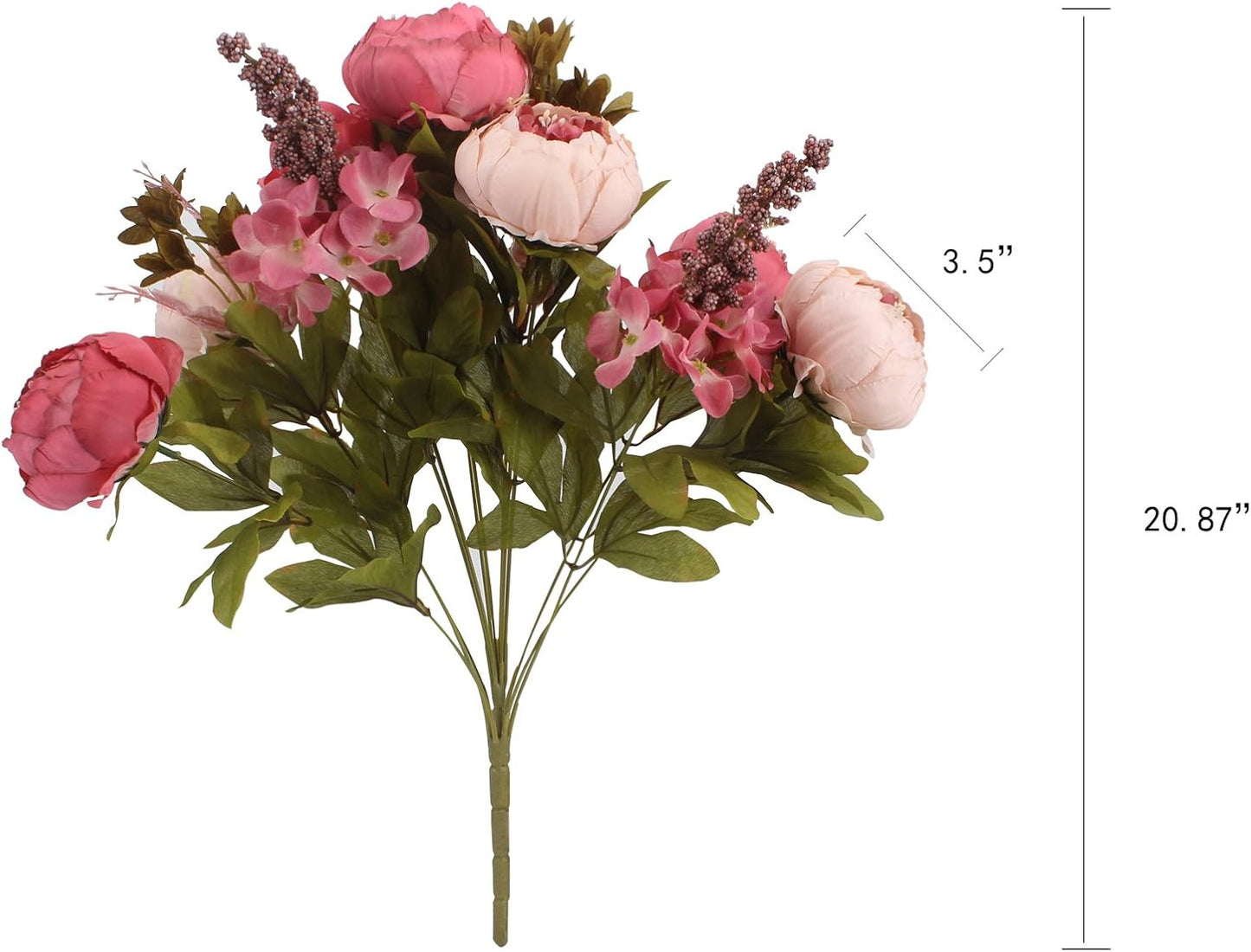 Duovlo Fake Flowers Vintage Artificial Peony Silk Flowers Wedding Home Decoration,Pack of 1 (Dark Pink)