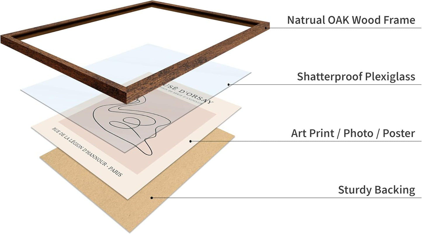 Poster Master Vintage Poster - Retro One Line Swan Drawing Print - Swan Art - Bird Art - Minimal Gift for Her, Animal Lover - Abstract Decor for Home, Office, Bedroom, 8x10 Brown Framed