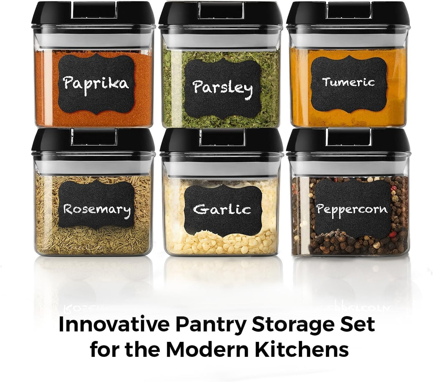 Shazo 6 PC Airtight Food Storage Containers - BPA Free Clear Plastic Snack & Spice Containers with Easy Lock Lids - Kitchen and Pantry Organization for Herbs, Coffee, Tea - 0.5L / 2.1 Cups