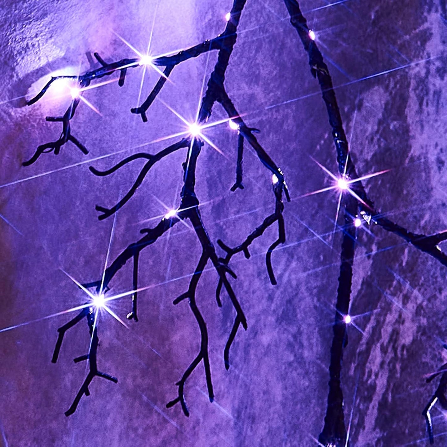 Birchlitland Halloween Lighted Garland 6FT 120L Orange and Purple Bi-Color LED Lights 8 Functions, Black Glittered Garland Lights Battery Operated for Indoor and Outdoor Halloween Party Decoration