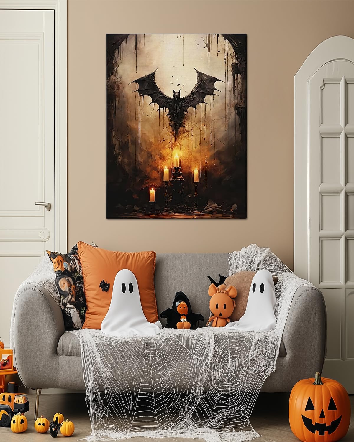 AbcCustomize Halloween Canvas Wall Art - Vintage Moody Bat Poster, Gothic Dark Academia Wall Decor, Spooky Halloween Decor for Farmhouse & Cottage, Fall Decorations Indoor for Living Room & Bedroom