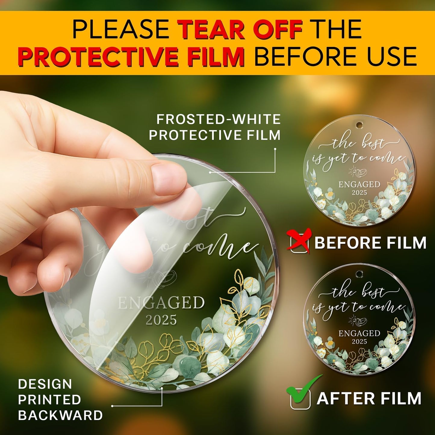 HEXMOZ Engagement Gifts for Couples - Engagement Gift for Newly Engaged Couples, Women, Fiance, Her - Bride to Be Gifts, First Christmas Just Engaged Acrylic Ornament 2025 - Party Decorations