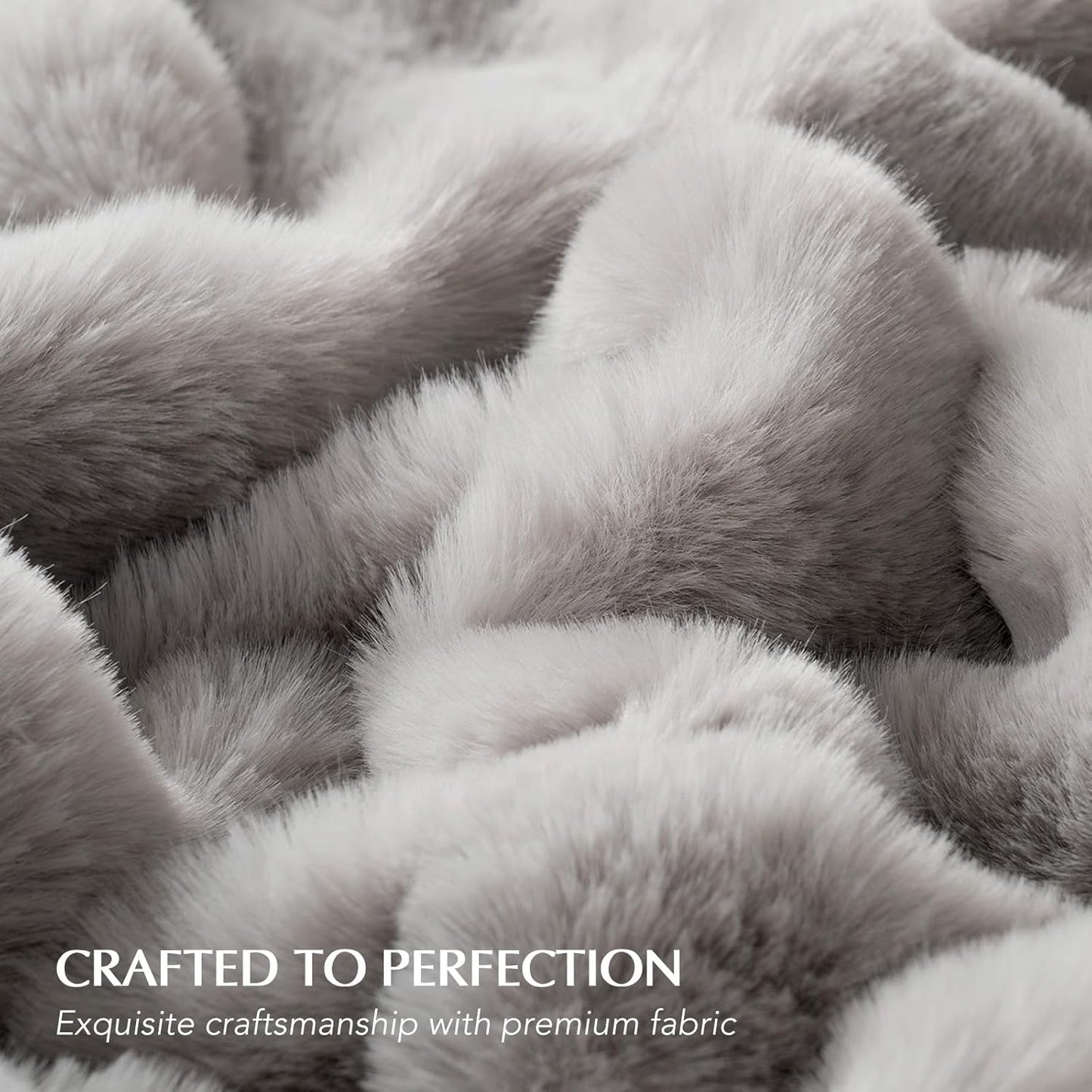 EVERGRACE Ultra Soft Luxury Fluffy Ridgeline Faux Rabbit Fur Throw Blanket, Thick Warm Bubble Throw for Bed, Cozy Plush Reversible Blankets for Couch, Chair, Sofa, Taupe, 60x80 Inches, 870 GSM