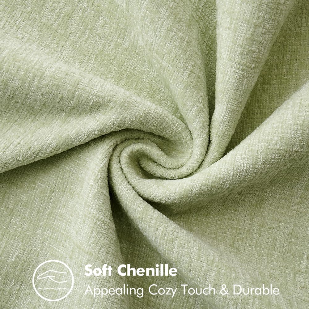 MIULEE Pack of 2 Couch Throw Pillow Covers 16x16 Inch Light Green Farmhouse Decorative Pillow Covers with Stitched Edge Soft Chenille Solid Dyed Spring Pillow Covers for Sofa Bed Living Room