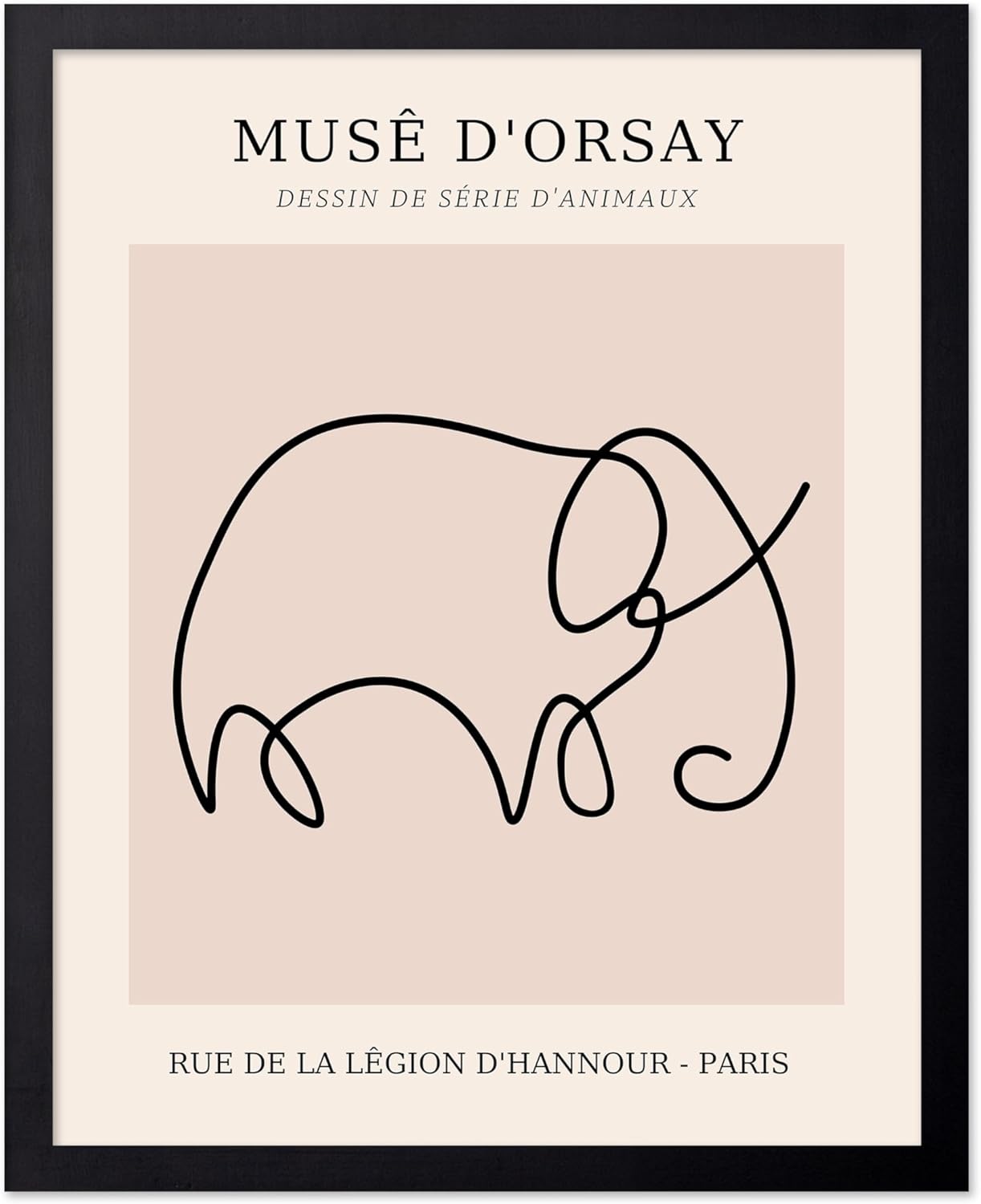 Poster Master Vintage Poster - Retro One Line Elephant Drawing Print - Elephant Art - Minimal Gift for Men, Women, Animal Lover - Abstract Wall Decor for Home, Office - 11x14 UNFRAMED Wall Art