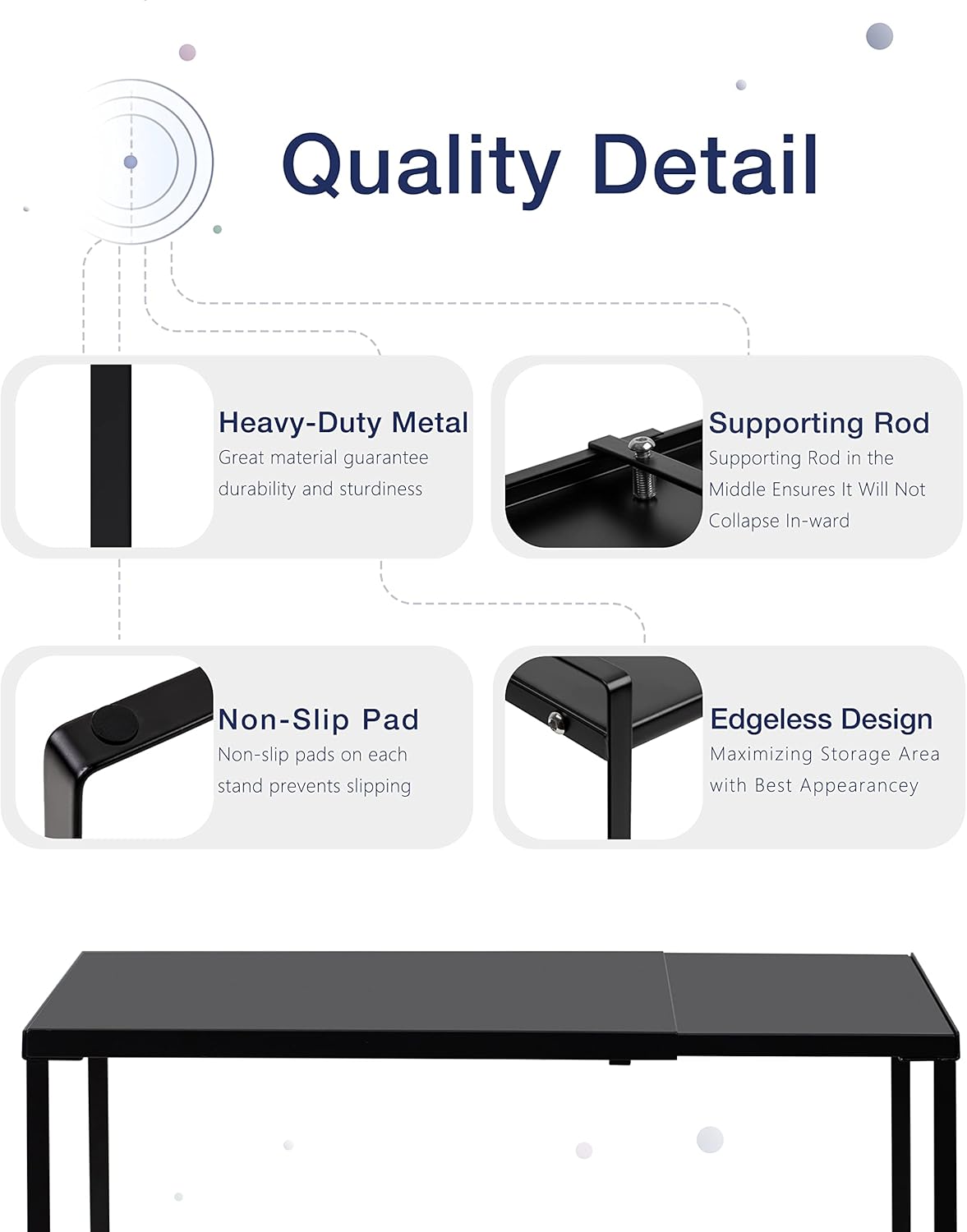 Nxconsu Cabinet Shelf Expandable Organizer Riser Rack for Kitchen Pantry Cupboard Under Sink Countertop Home Organization Extra Storage Space Saver Heavy Duty Metal Edgeless Design Black Large