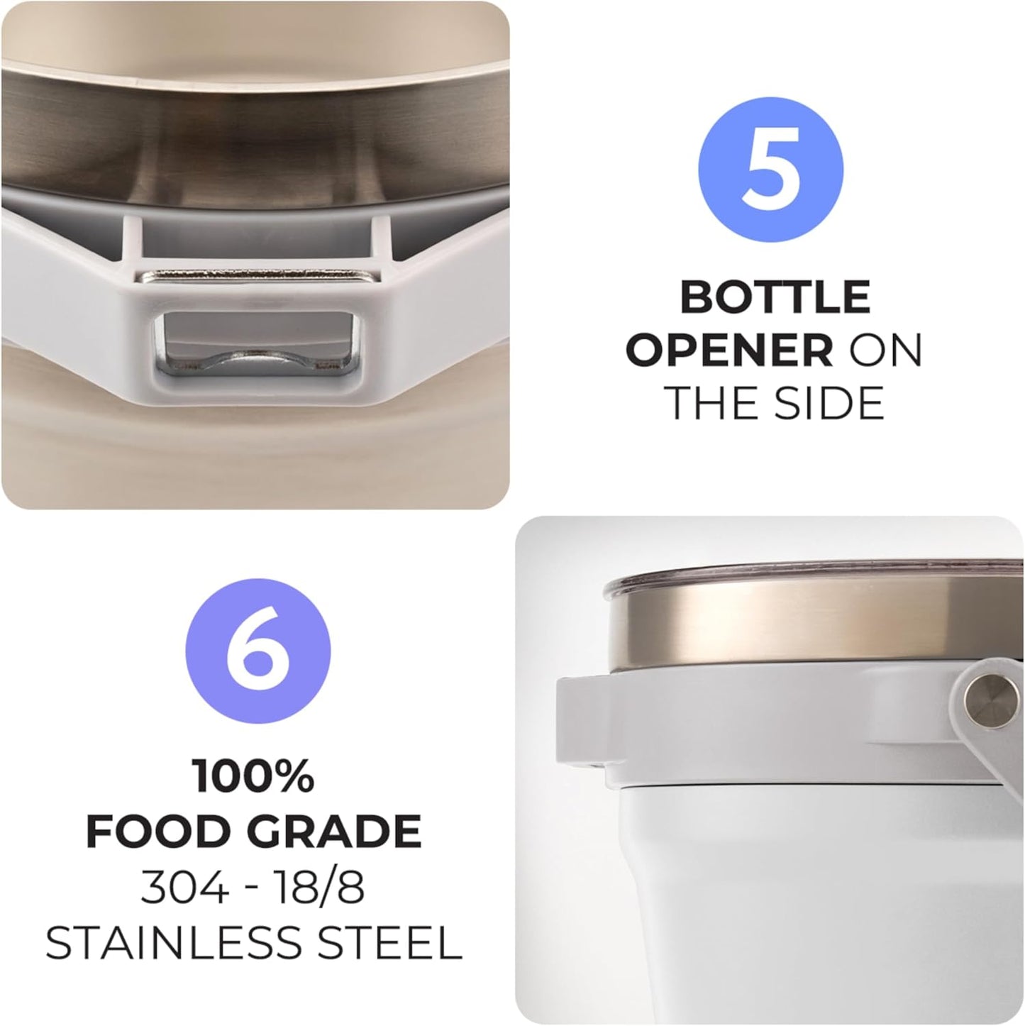 Large Insulated Ice Bucket with Lid – Stainless Steel Ice Bucket and Scoop – Ice Buckets for Parties, Bars – Ice Bucket with Lid and Scoop – Outdoor Ice Bucket, Cocktail Use (White)