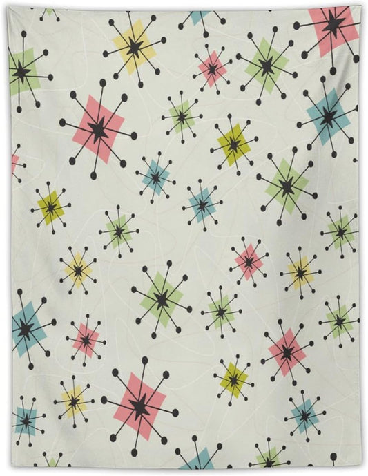 ICMOLYYENLO Abstract Cat Tapestry, Medieval Abstract Atomic Star Cat Vintage Home Wall Hanging Art Tapestry for Bedroom Living Room Dormitory 60x80 Inch