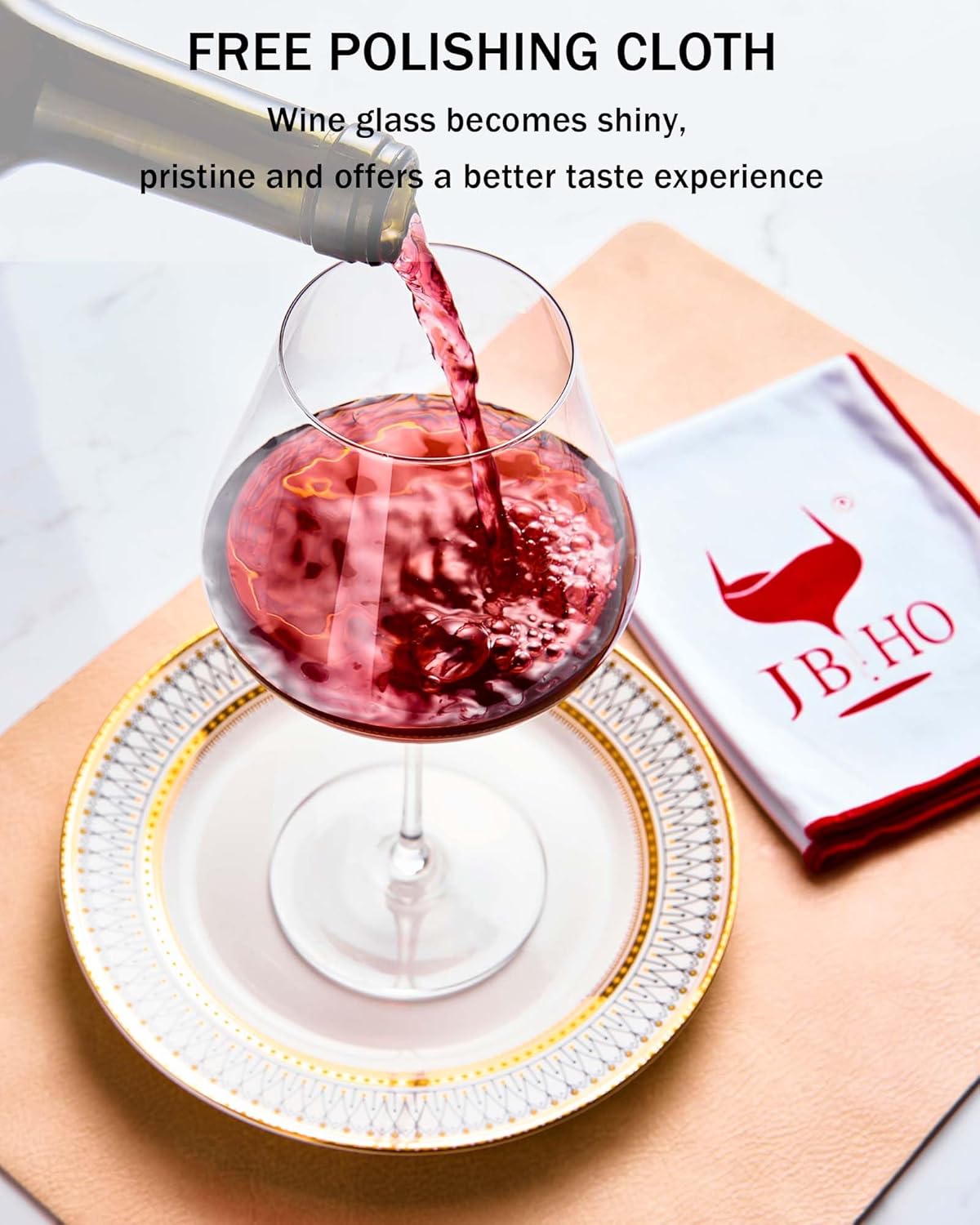 JBHO Full Bottle Wine Decanter with 2pcs Red Wine Glasses and Cleaning Beads, 21 oz Burgundy Wine Glasses, 56 oz Wine Carafe Aerator and Glasses Set, Wine Decanter and Glass Set