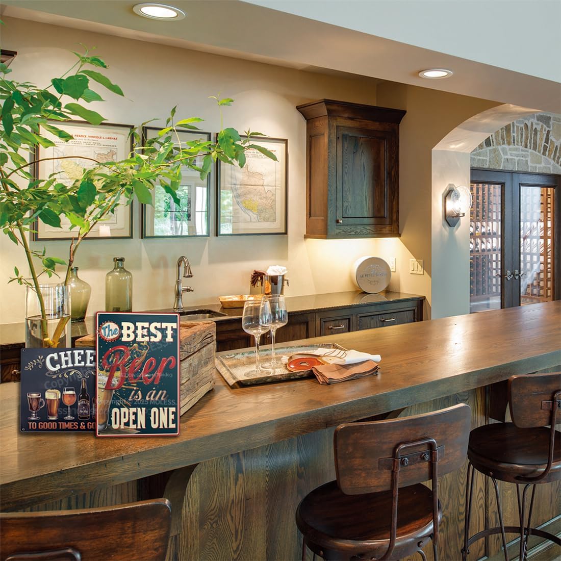 "The Best Beer is an Open One" Funny Bar Sign or Man Cave Decor | 12x8″ Durable Vintage Metal Beer Signs Wall Decorations for Home Bar/Basement/Garage/Mancave, 2347