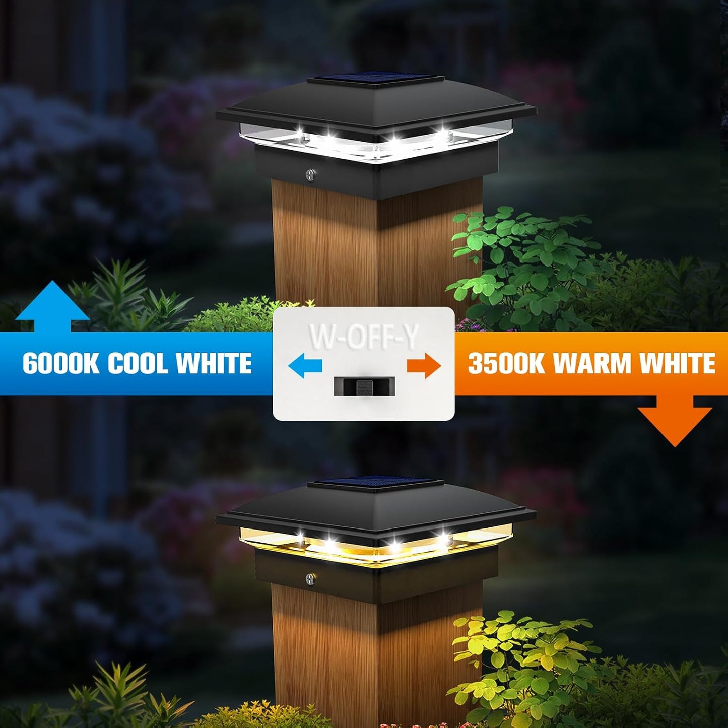 VOLISUN Solar Post Cap Light Outdoor Waterproof 16pack,Solar Fence - Post Lights for 4x4 5x5 6x6 Wooden/Vinyl Post,Black Deck Cap Light Solar Powered with Warm White for Garden/Patio/Porch