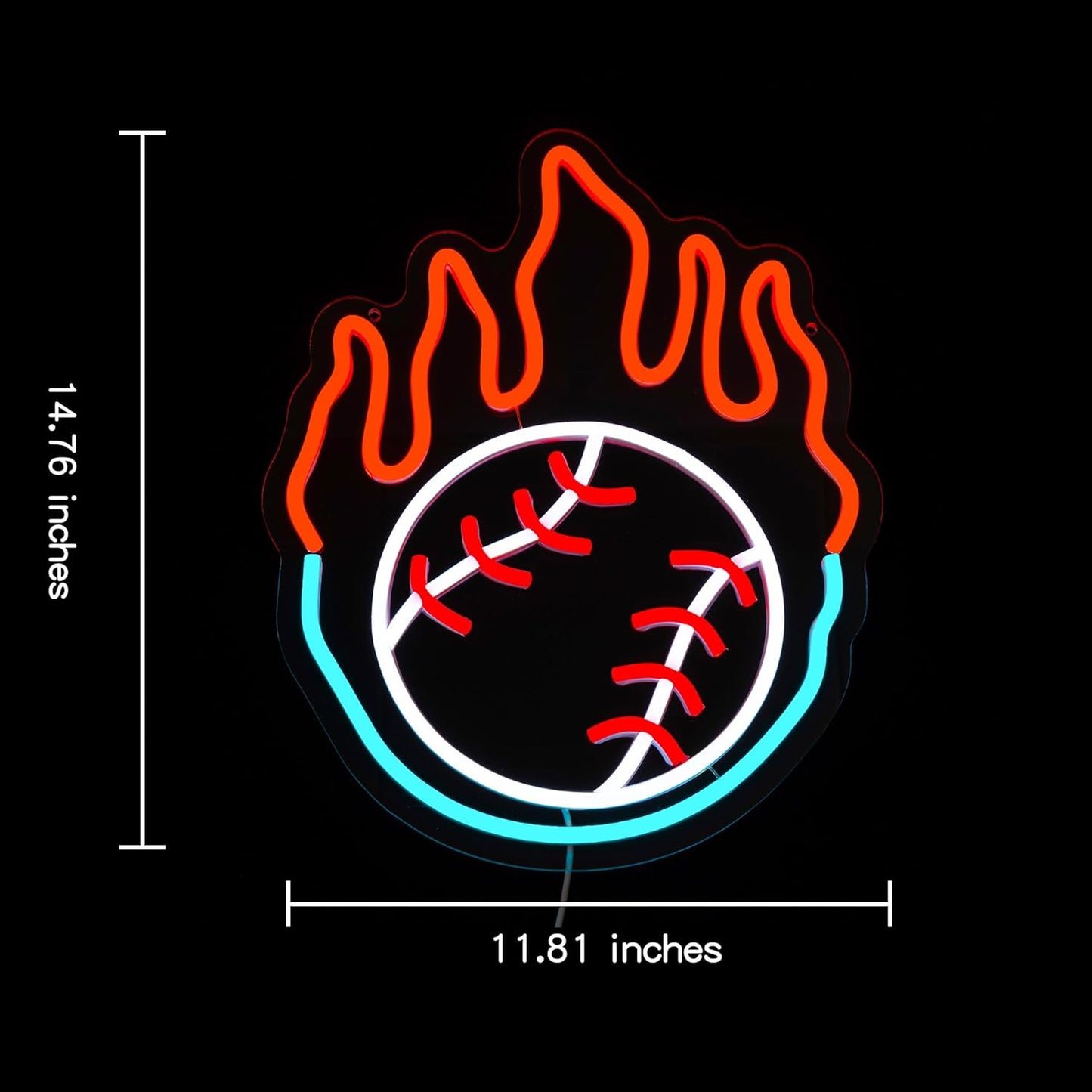 Baseball Neon Sign for Wall Decor Dimmable Baseball On Fire Neon Light Colorful LED Neon Light Sport Neon Signs USB Powered Neon Sign for Bedroom Field Club Man Cave Decoration