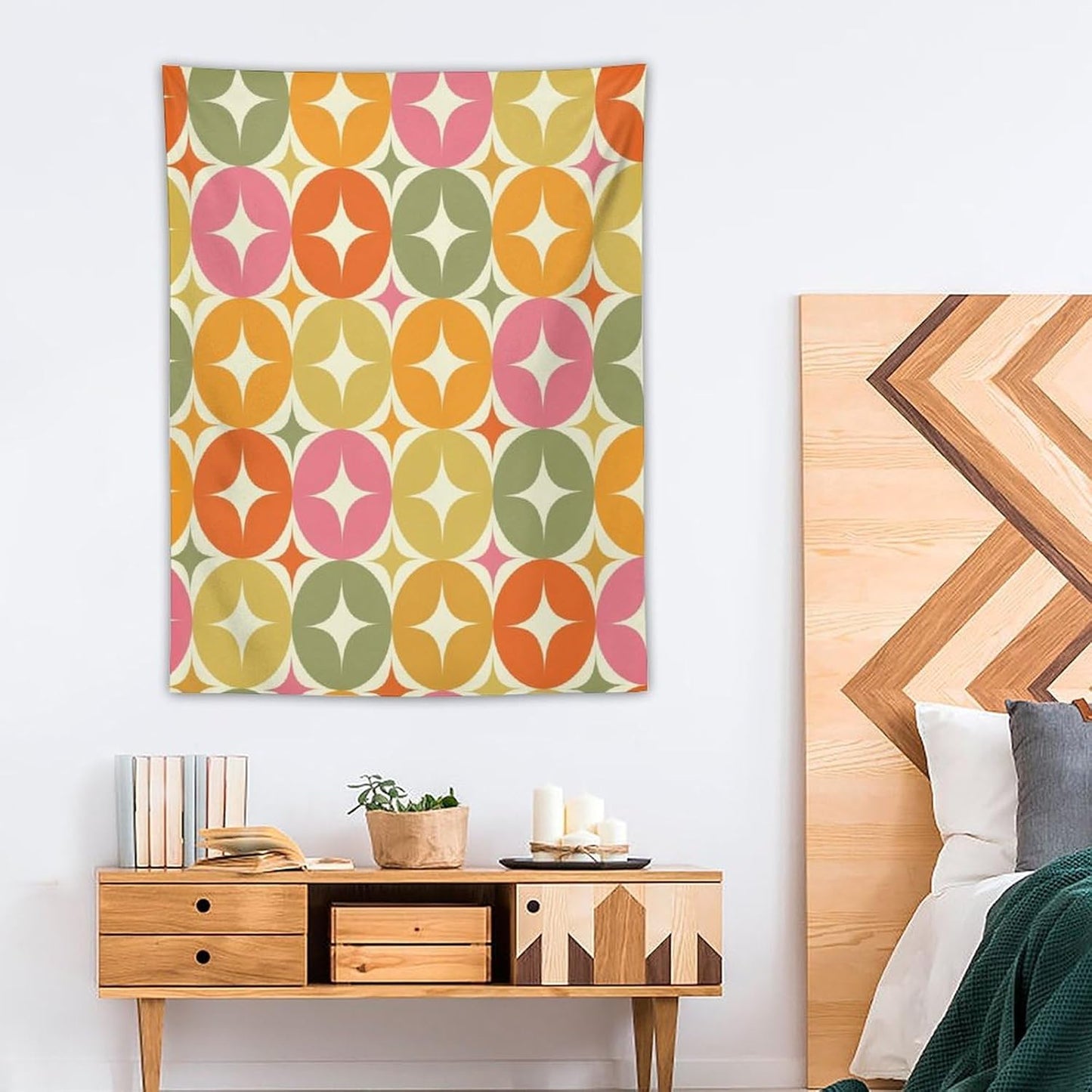 ICMOLYYENLO Abstract Cat Tapestry, Medieval Abstract Atomic Star Cat Vintage Home Wall Hanging Art Tapestry for Bedroom Living Room Dormitory 60x60 Inch