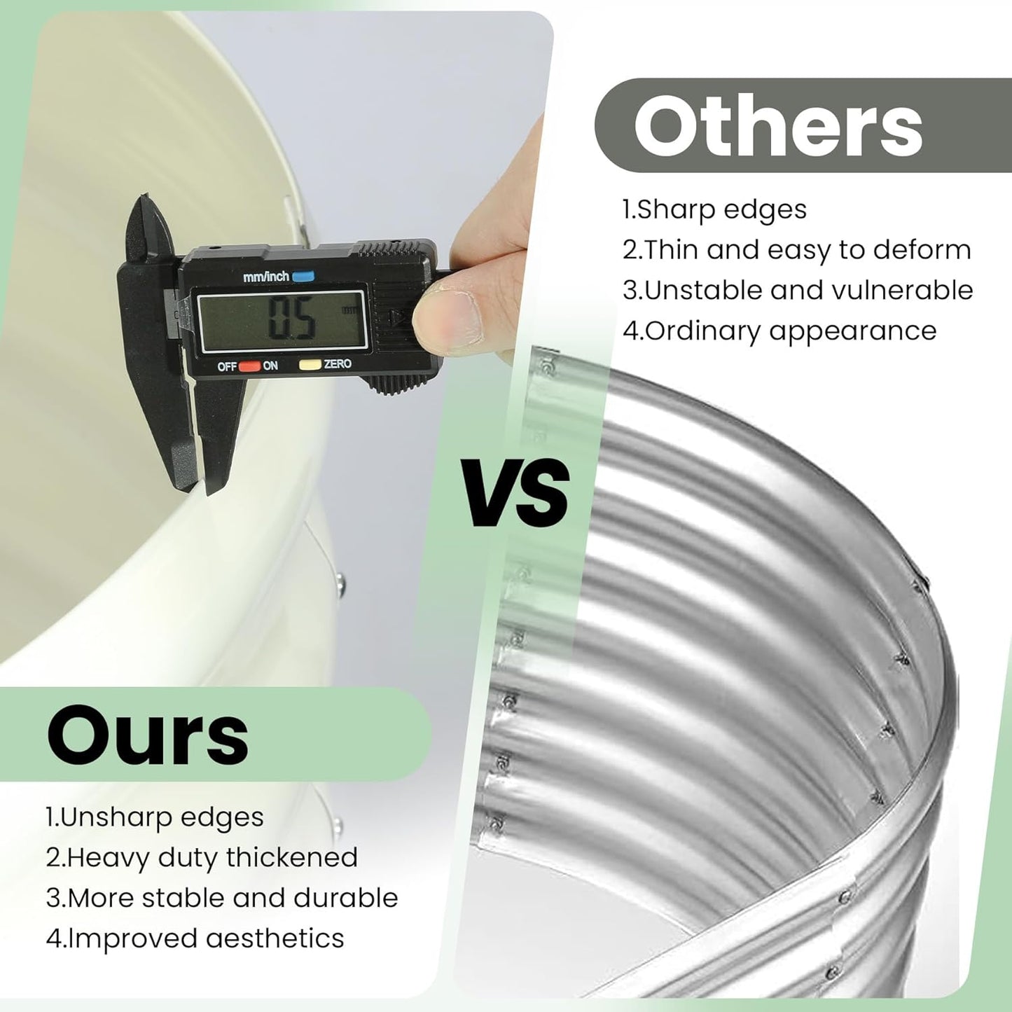 2 Pcs 6x3x1ft Oval Raised Garden Bed, Galvanized Raised Beds,Open-Ended Base Metal Raised Planter Beds,Garden Bed Outdoor,Planter Raised Boxes for Vegetables, Flowers,Tool-Free Asse,White