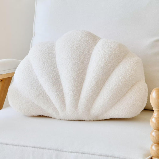 Ivory Seashell Throw Pillows, Shell Shaped Throw Pillows, 13 Inch Soft Home Decorative Pillow Plush Cushion for Bed Couch Living Sofa Room Decor Accent Throw Pillow