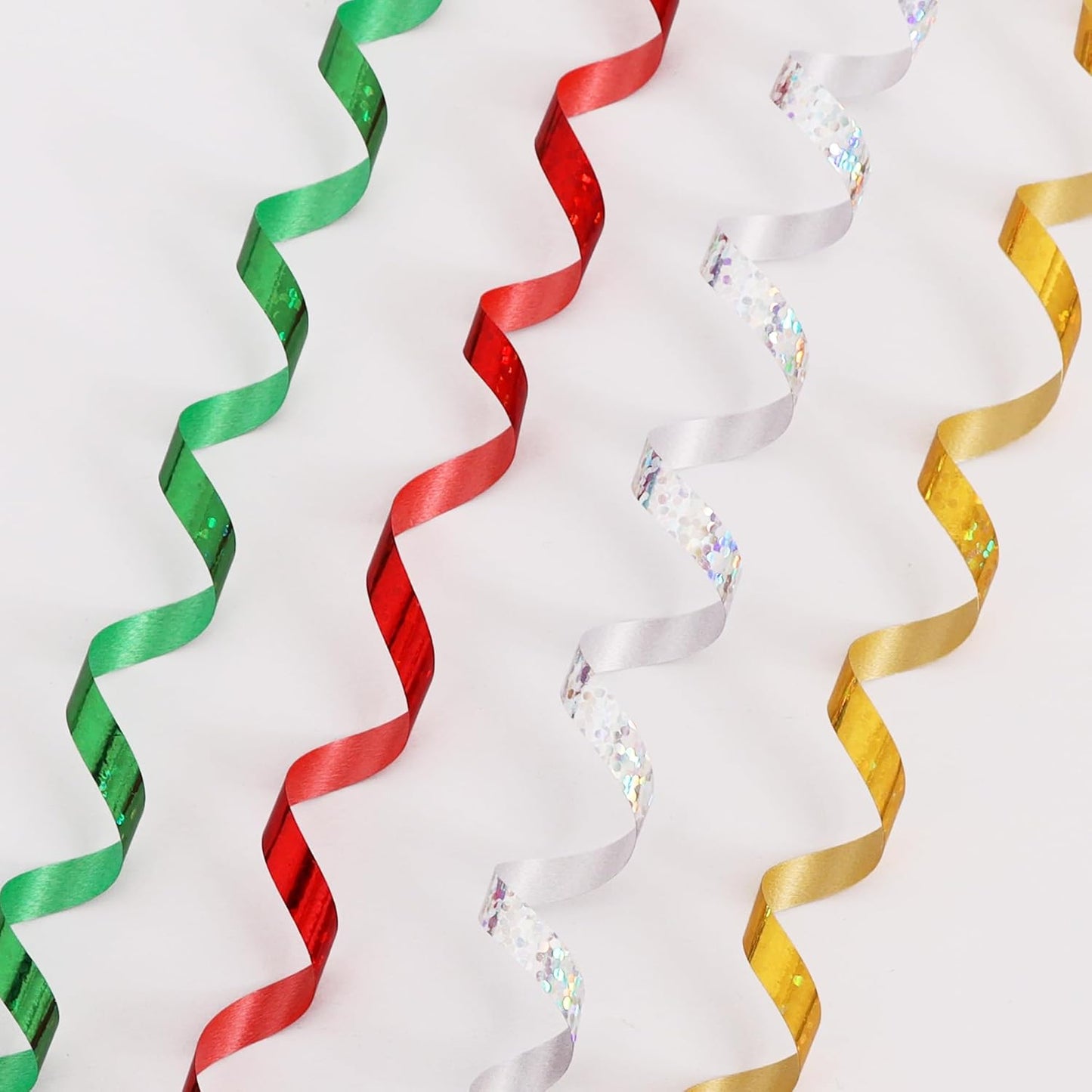 BEISHIDA 4 Pack Christmas Curling Ribbons Red Green Gold Silver Balloon String Ribbons for Gift Warppping Birthday Christmas Party Decorations（Total 400 Yards）