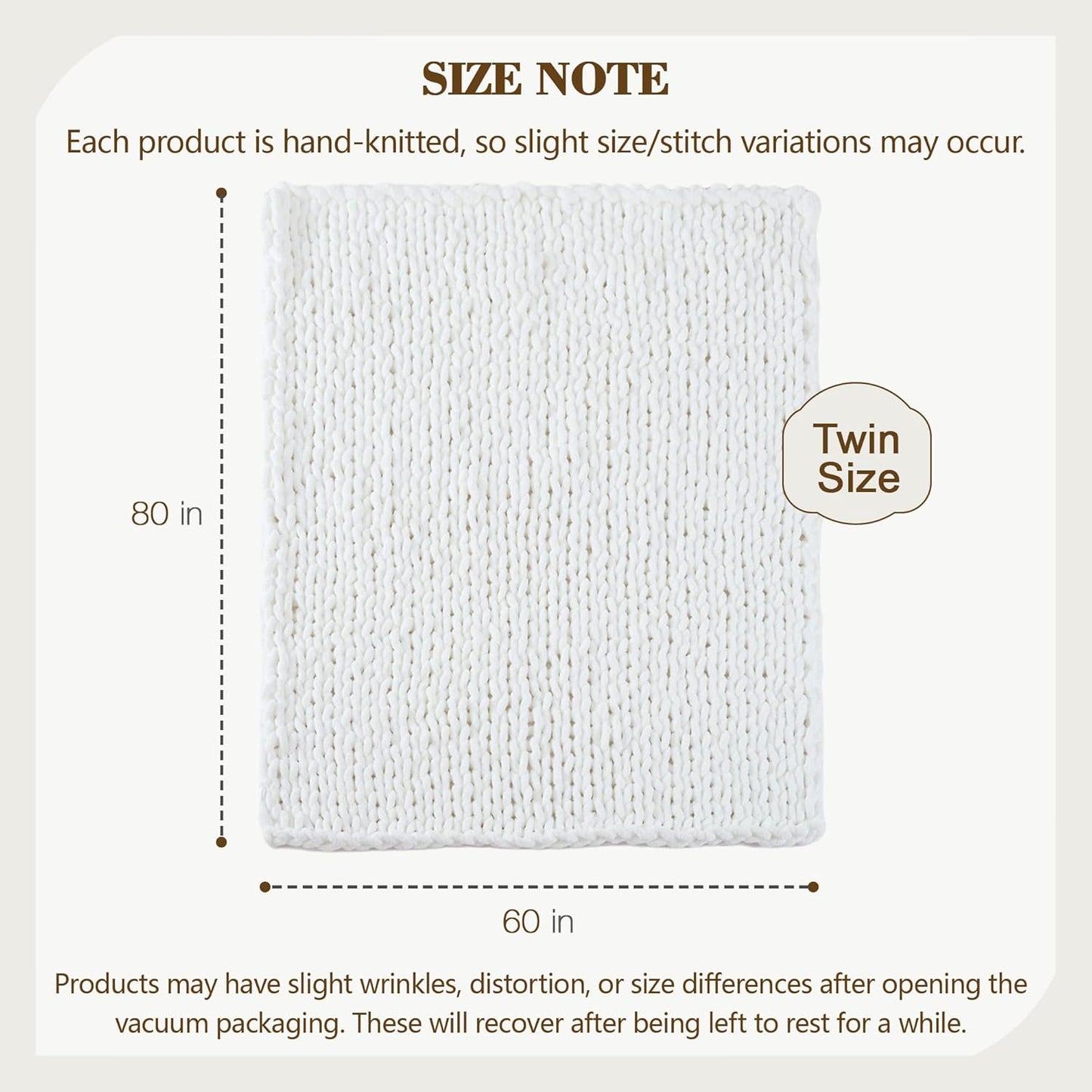 Carriediosa Chunky Knit Throw Blanket 60" X 80" Twin, 100% Hand Made Large Chenille Loop Yarn Soft Fluffy Throws for Couch Sofa Bed, Big Crochet Cozy Heavy Thick Cable Woven Blankets, Snow White