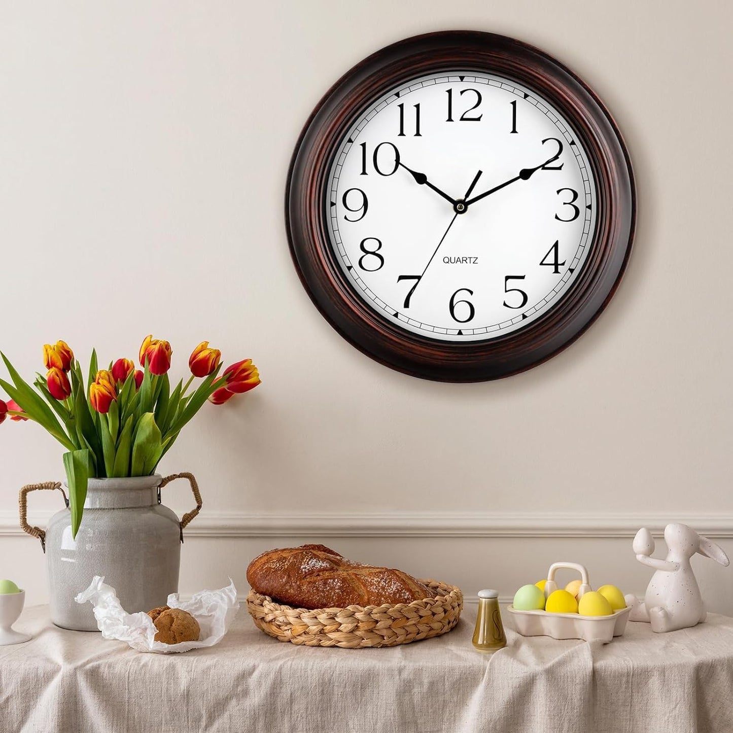 Wall Clocks Battery Operated Silent Non-Ticking Wall Clock 8.5 Inch Small Vintage Retro Rustic Style Decorative for Kitchen Living Room Home Office (Bronze)