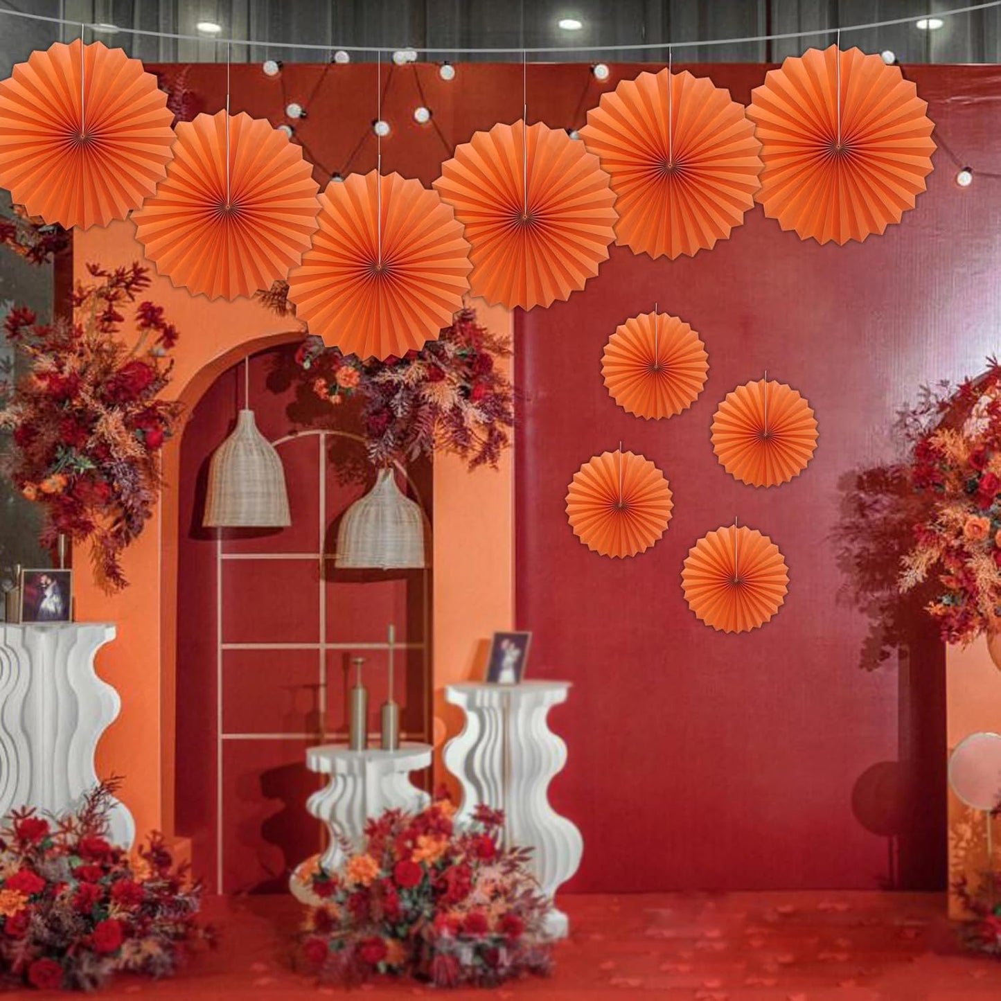 Orange Birthday Party Decorations,DIY Orange Paper Fans Hanging Decoration,16in Halloween Paper Fans,Halloween Decor,Fox Birthday Decorations Events Accessories 30 Color DIY Set (Orange)