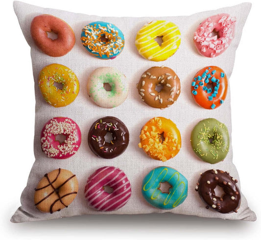 TSSOHU Outdoor Patio Throw Pillow Cover Colorful Donuts Farmhouse Décor Outside Furniture Swing Seat Bench Chair Decorative Cushion Cases 18x18 Deep Seat Bed Couch Sofa