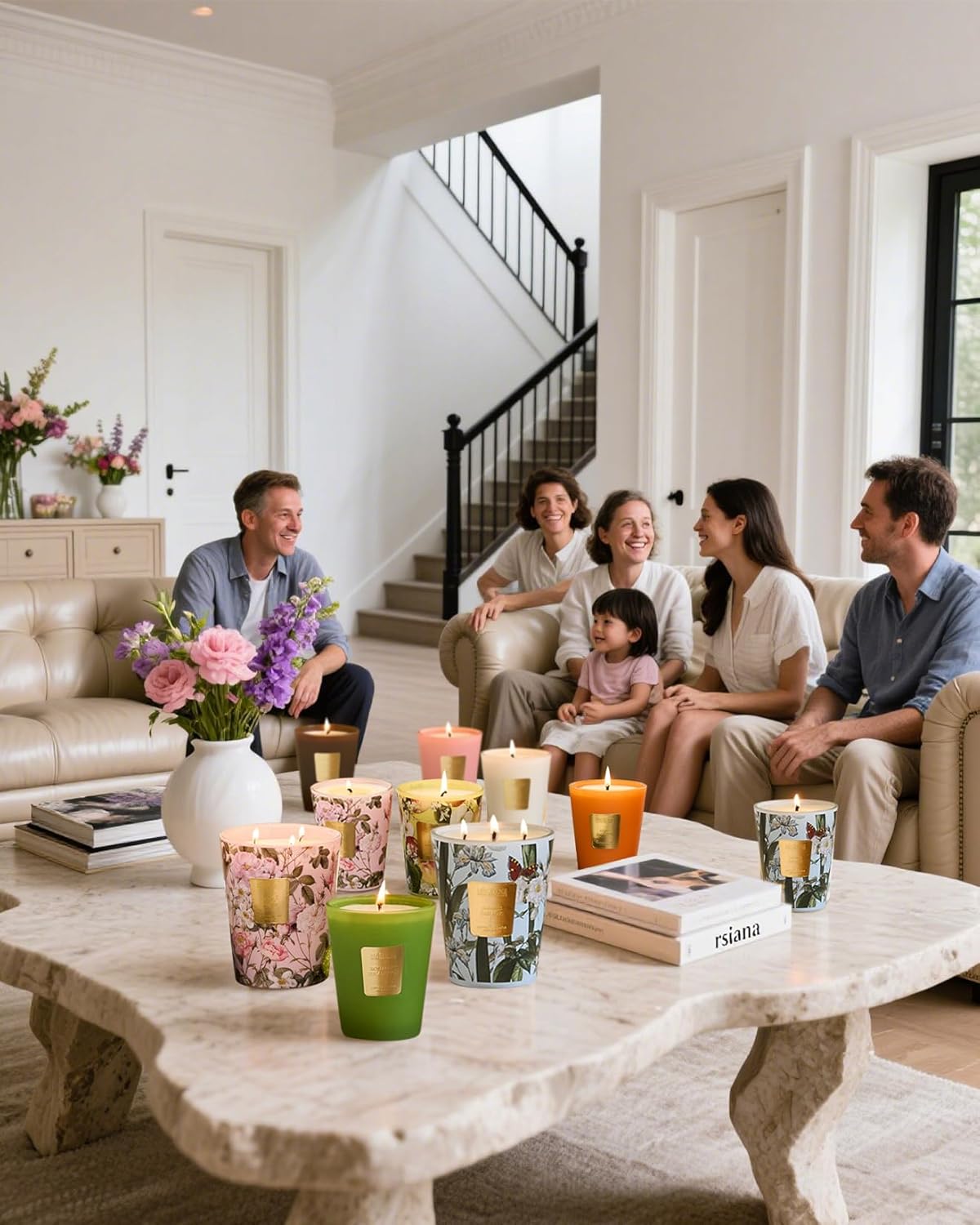 M&SENSE Extra Large Candle Rose Amber Scented, 3-Wick 35oz 150H Long Lasting, Natural Soy Wax Aromatherapy Candle for Stress Relief, Home Fragrance Housewarming Gifts Candle for Home Decor