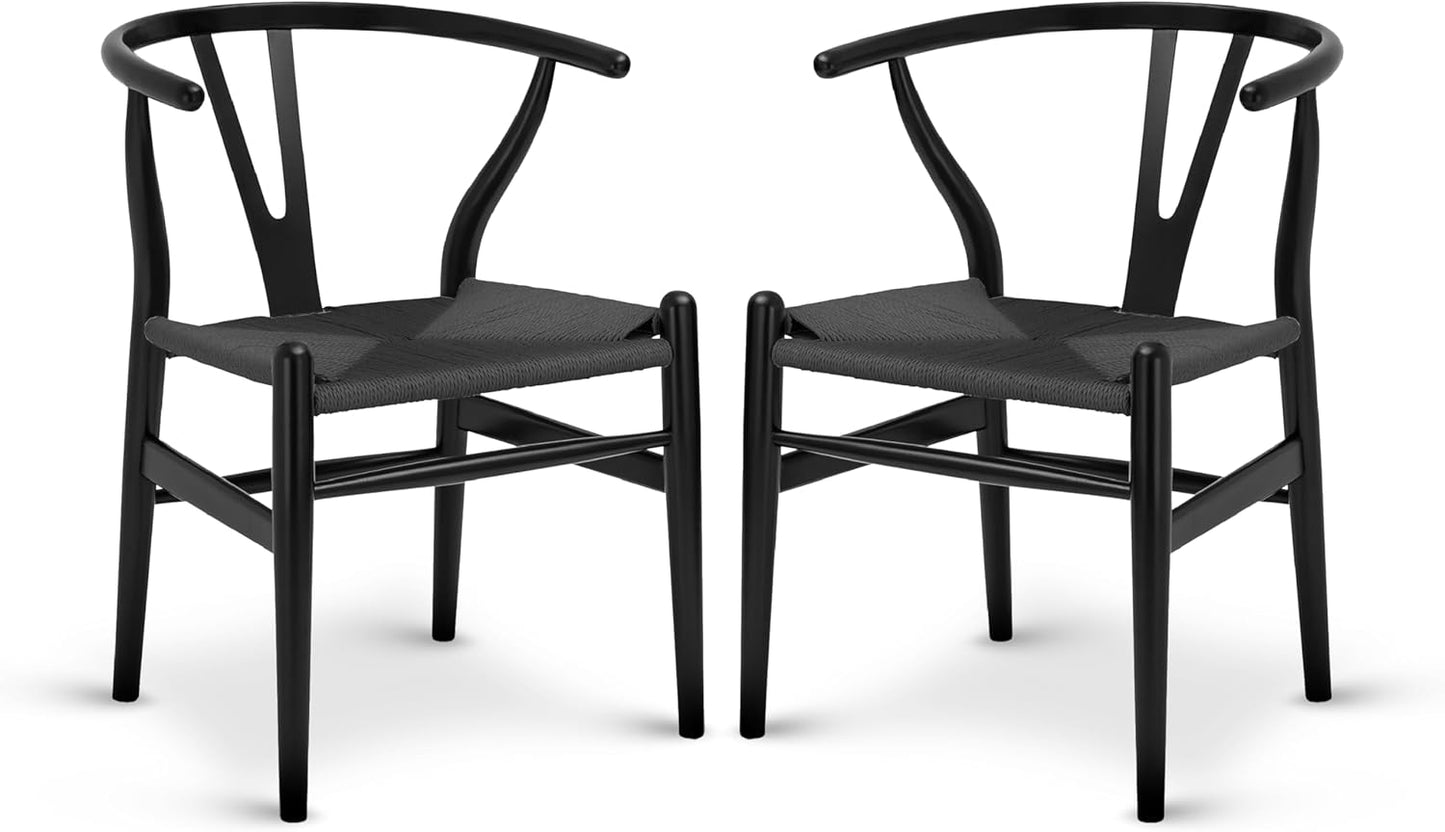 POLY & BARK Weave Chair Set of 2 in Pitch Black