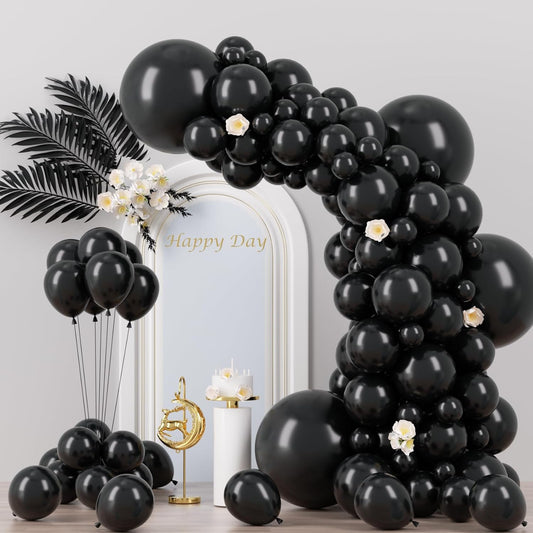 130pcs Black Balloons Different Sizes 18" 12" 10" 5" Party Latex Balloons for Birthday Graduation Baby Shower Anniversary New Year Holiday Party Decorations