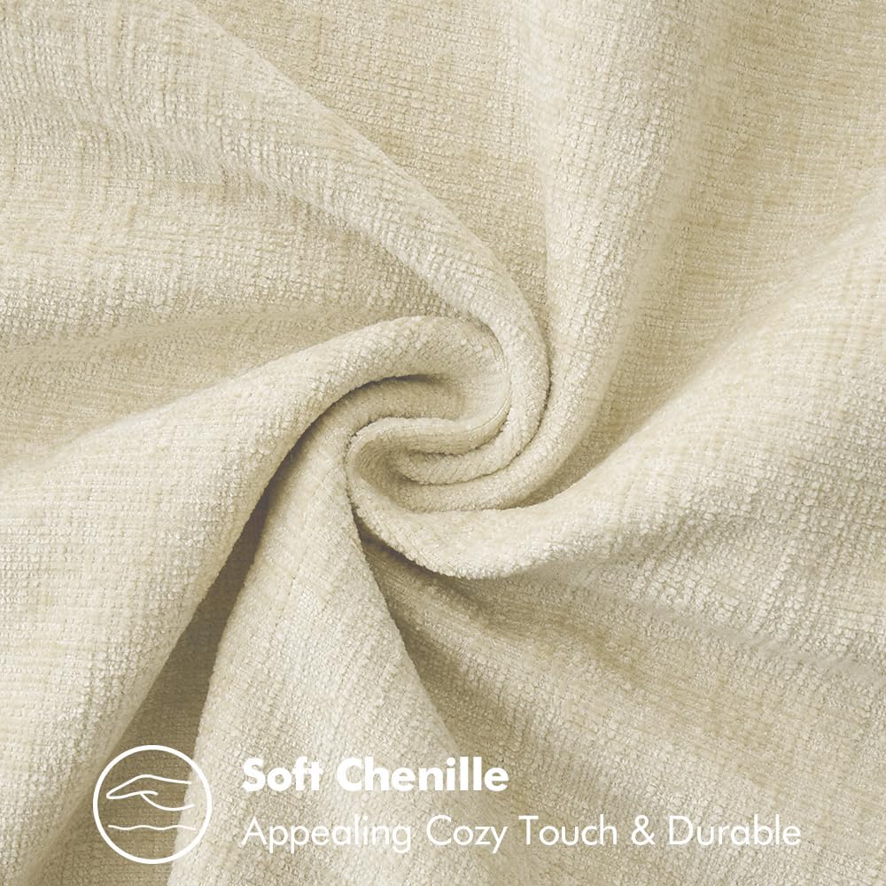 MIULEE Pack of 2 Christmas Pillow Covers 20x20 Inch Cream White Farmhouse Decorative Throw Pillow Covers with Stitched Edge Soft Chenille Solid Dyed Couch Pillow Covers for Sofa Bed Living Room