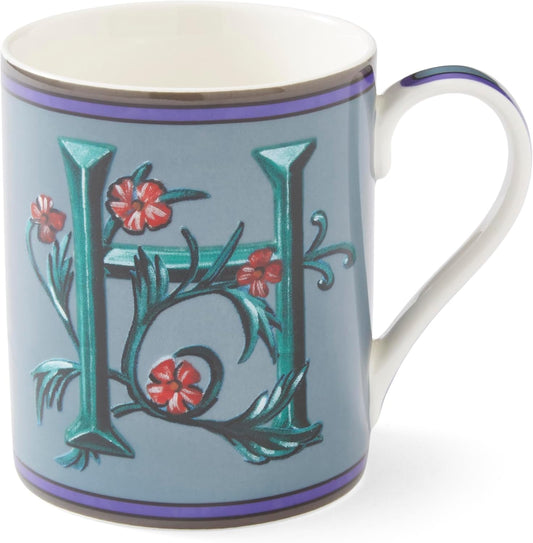 Spode Kit Kemp 12oz Mug in Fine China, H Initial - Custom Coffee Cup for Hot Beverages, Personalized Gift Idea for Her, Him, Friends, Coffee Lovers - Stylish Letter Mug for Daily Use, Dishwasher Safe