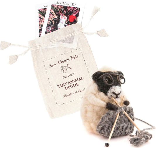 | Hand-Felted Knitting Nora Sheep | Organic Wool Home Decor | Fair Trade Plush Animal Ornament | Gift for Any Occasion | Perfect for New Spaces & Home Accessories