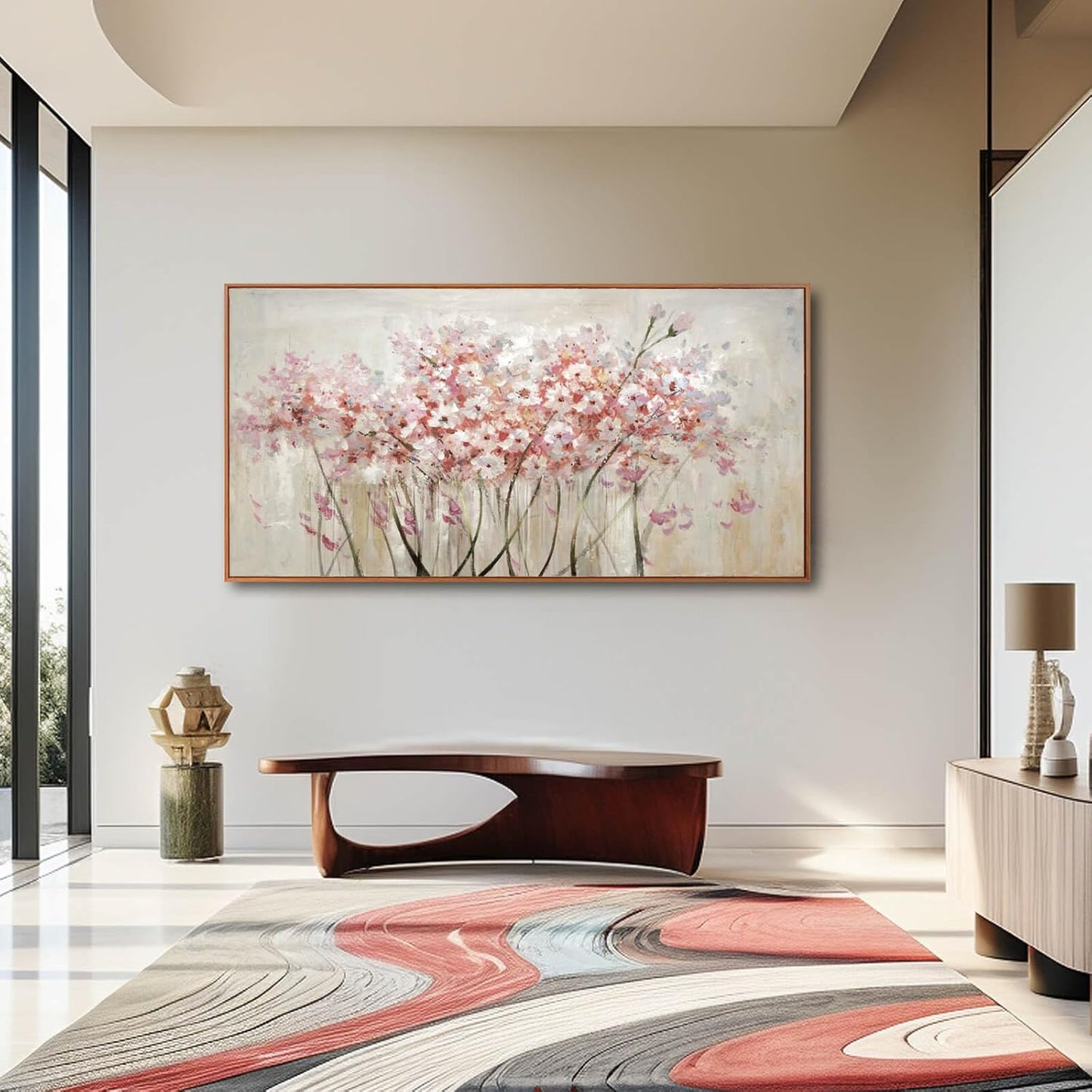 Pink Large Framed Canvas Wall Art Botanical Photo Canvas 29"x58" Artwork for Living Room Kitchen Women Room Decor for Bedroom