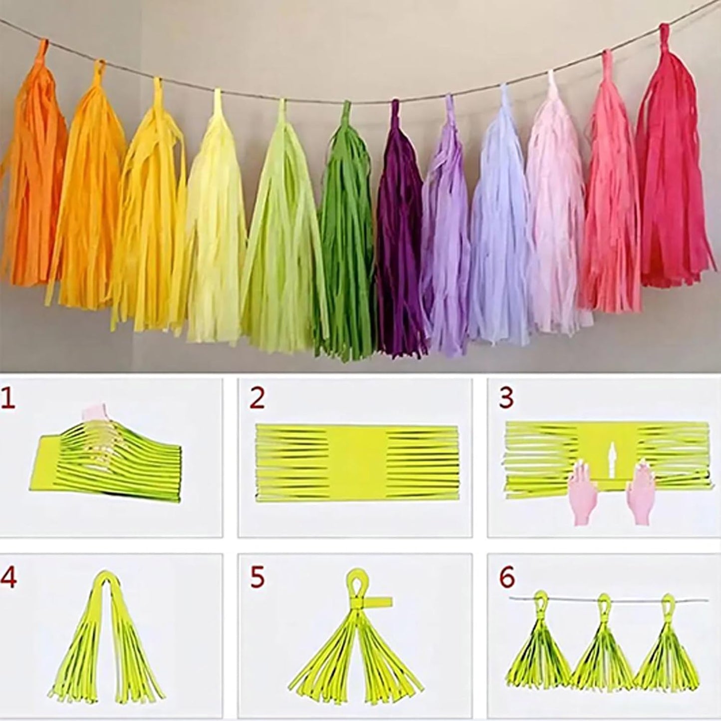 Tassel Garland Tissue Paper Tassel Banner,Tassels Party Decorations for Boho Wedding,Birthday,Bridal/Baby Shower,Pack of 15 (Pink/Tan/Ivory)