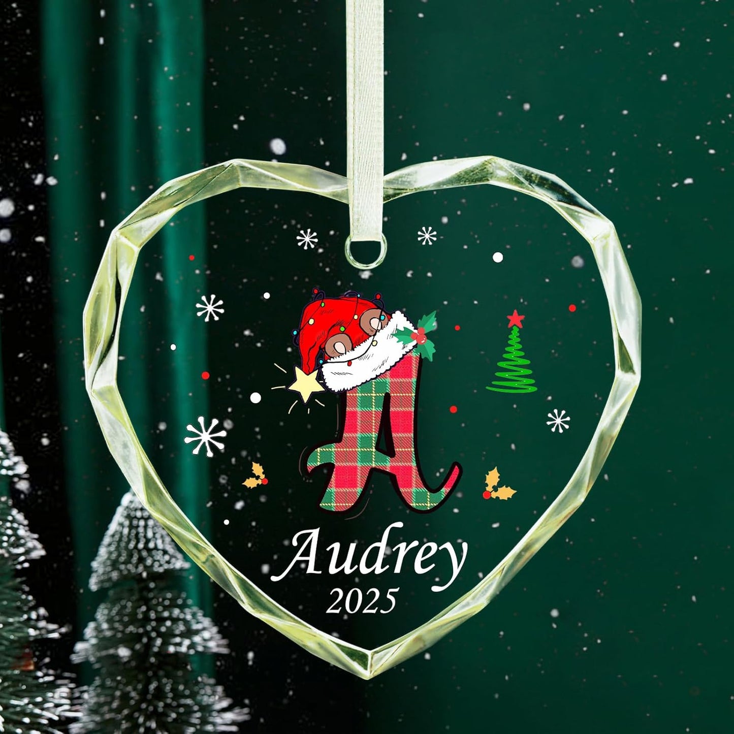 Personalized Christmas Ornaments with Initial Name, Acrylic Custom Monogram Initial A-Z Christmas Ornament 2025 for Kids Family Friends, Customized Letter Name Ornaments for Christmas Tree Decorations