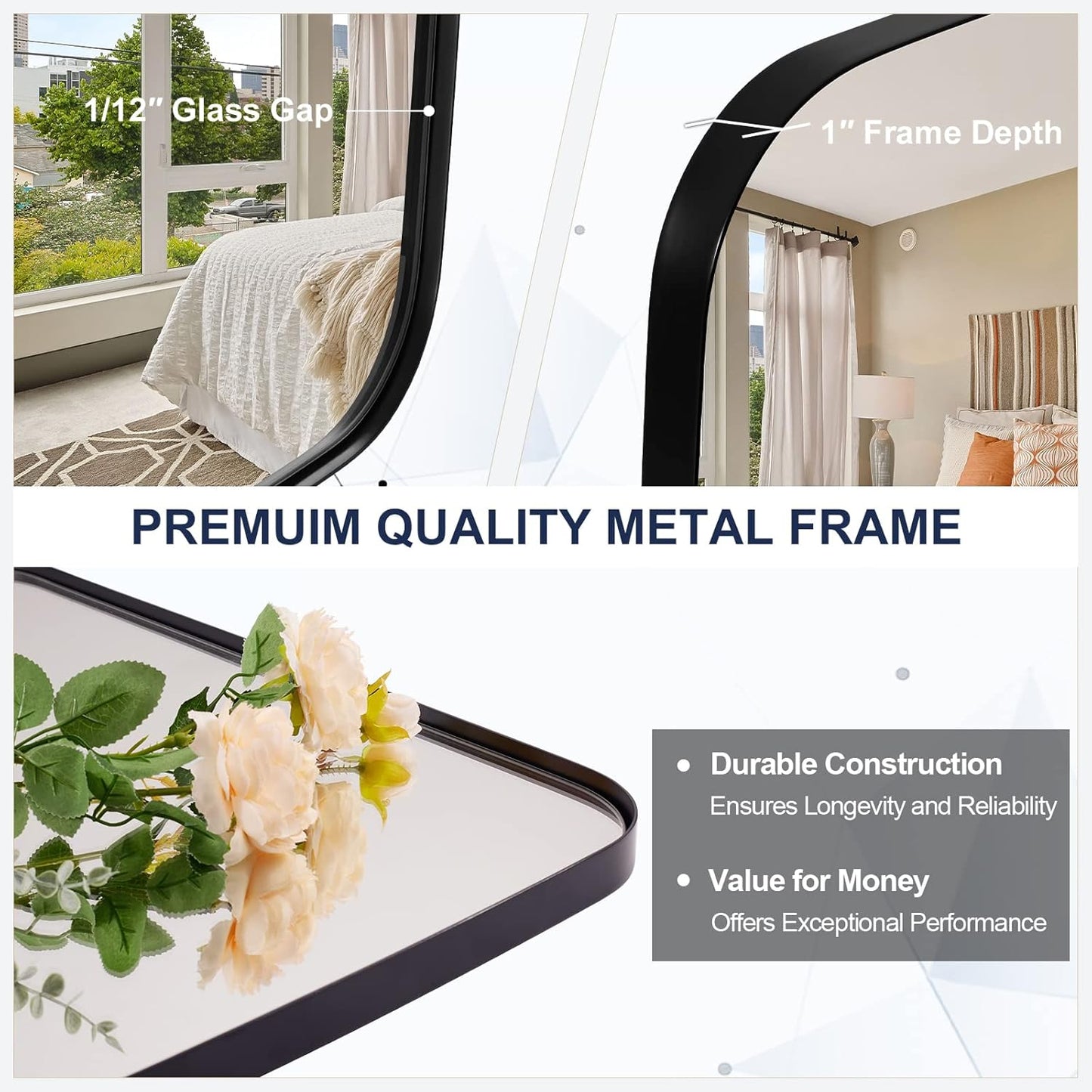 ANDY STAR Black Oblong Mirror, 32x40 Inch Black Oval Mirror for Bathroom with Stainless Steel Metal Frame, Wall Mouned for Bathroom, Living Room, Entryway