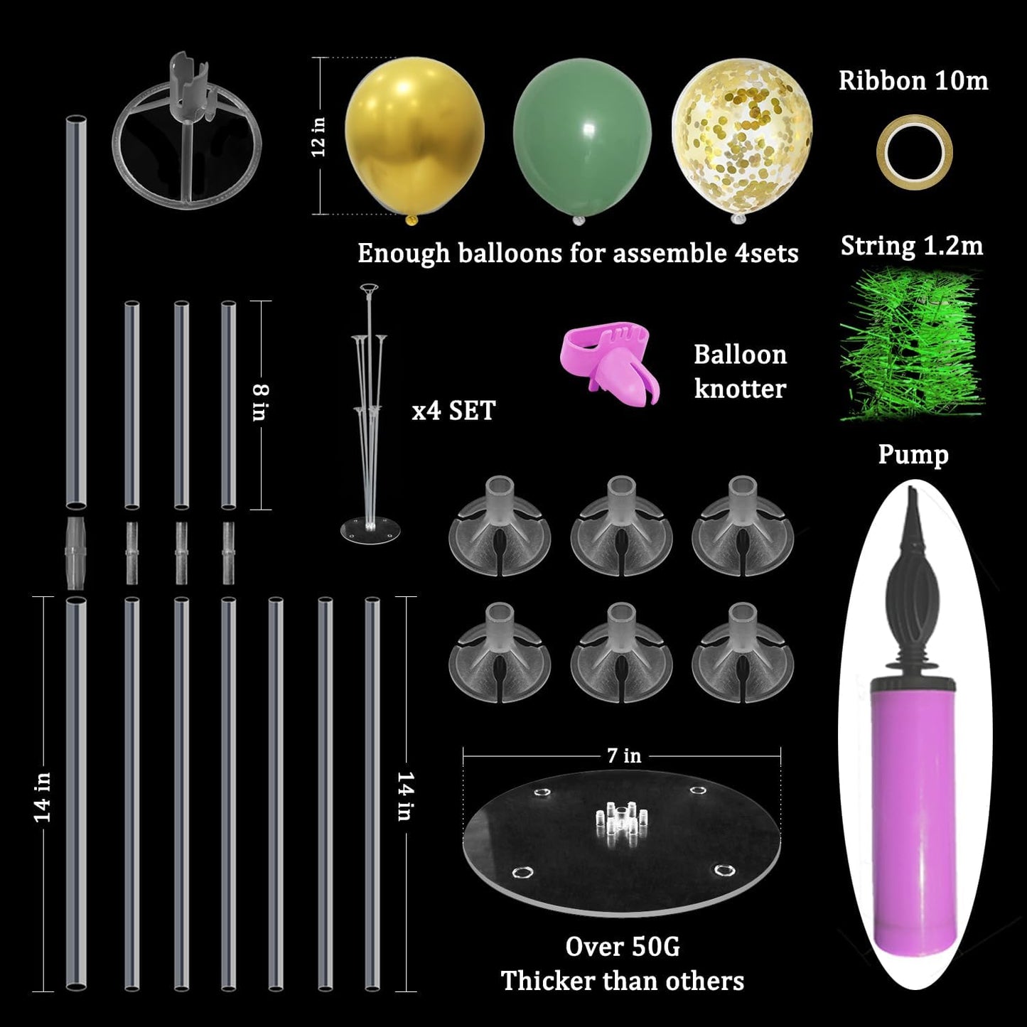 Green and Gold Balloon Stand Centerpiece Table Decorations for Birthday Woodland Baby Shower Party Decoration (Green gold set4)