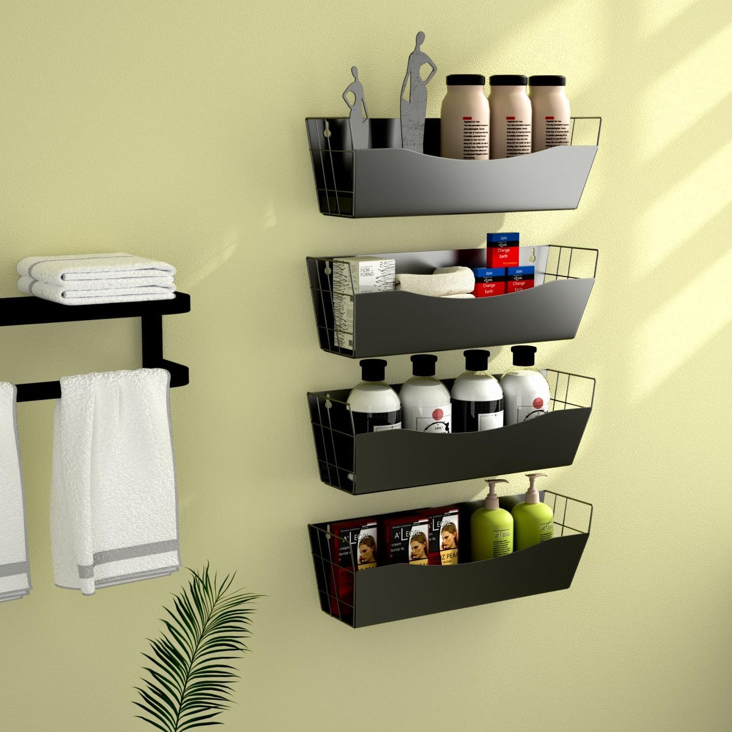 Magnetic Kitchen Organizer for Refrigerator Spice Rack Organizer Metal Magnet Shelf For Waching Machine Strong Magnetic Fridge Shelf for Microwave Kitchen Pantry Organizer No Drilling Installation