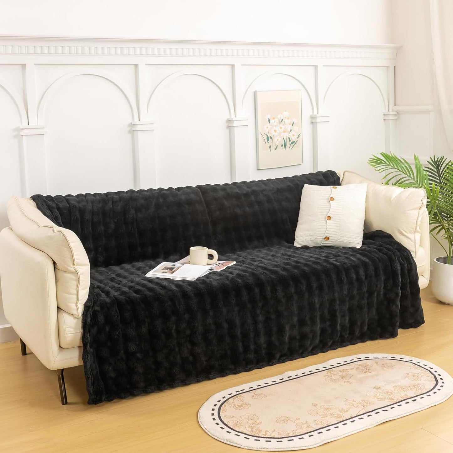 YUSOKI Luxury 3D Bubble Throw Blanket 2lb,All Ages,Home Decoration, (Black,50 * 60inches)