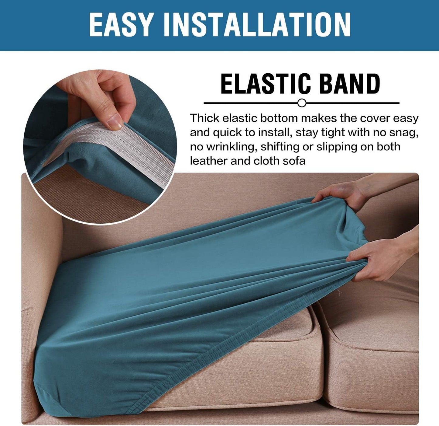 H.VERSAILTEX Velvet Stretch Couch Cushion Cover Plush Cushion Slipcover for Chair Loveseat Sofa Cushion Furniture Protector Seat Cushion Sofa Cover (3 Piece Sofa Cushion Covers, Peacock Blue)