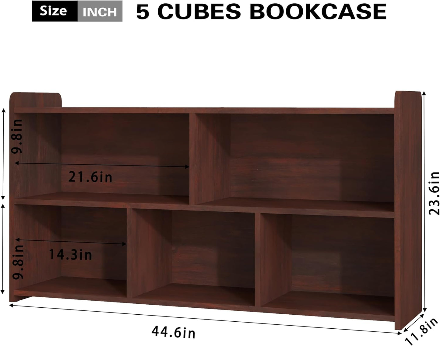 Book Shelf Set of 2, 5 Cubes Storage Organizer, Freestanding Cherry Bookshelf Cube Shelf for Bedroom, Living Room, Home Office, Open Bookshelf Wooden Bookcase