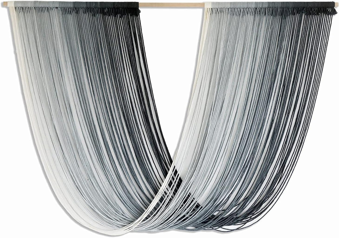 Flber Macrame Wall Hanging Large-Scale Dip-Dye Blue Bohemian Yarn Tapestry Home Room Wall Decor 57" Wx 35" L