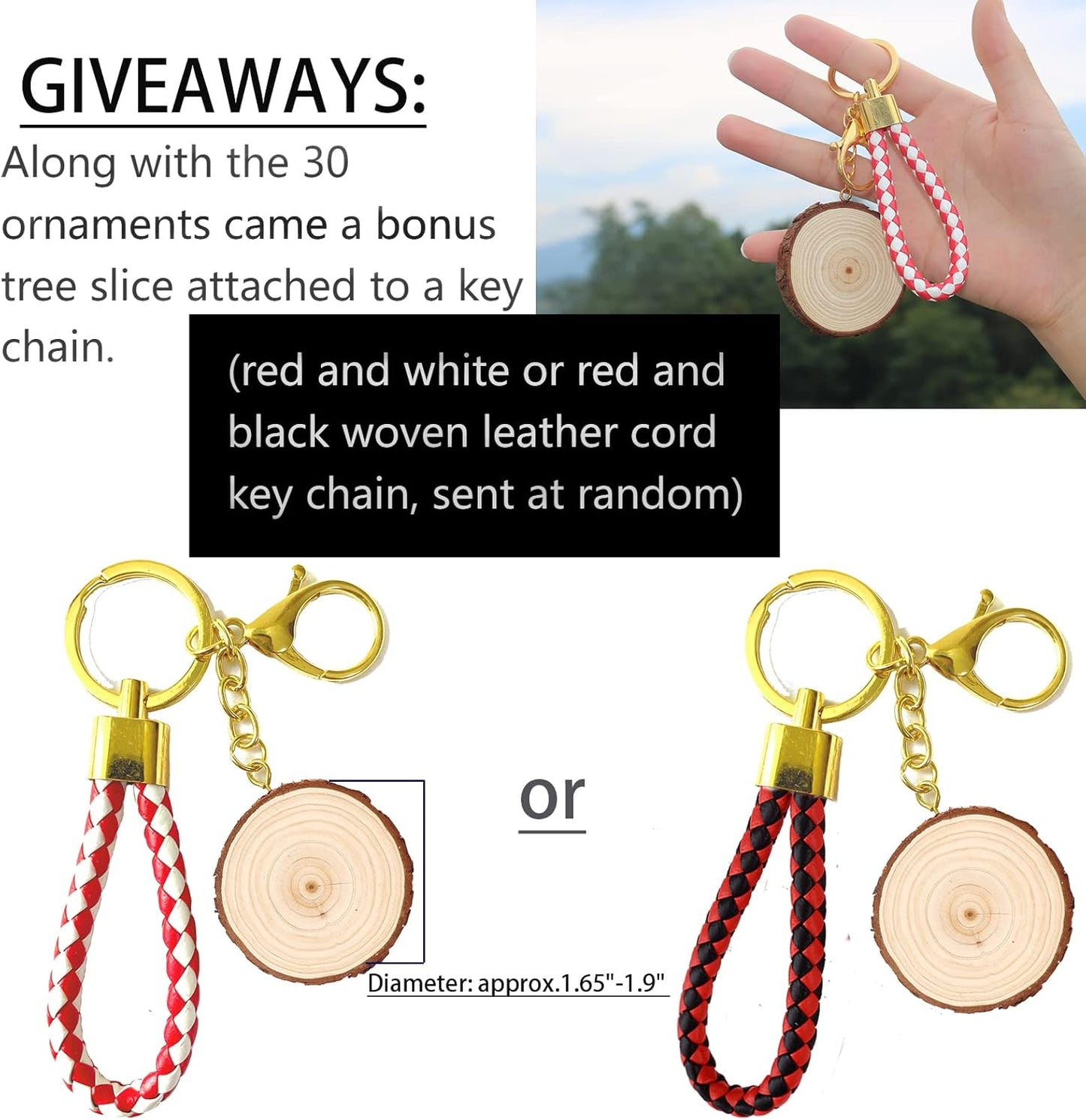 SENMUT Wood Slices 30 Pcs 3.1-3.6inch Natural Rounds Unfinished Wooden Circles Christmas Ornaments for Crafts Wood Kit Predrilled with Hole Wood Coasters, Craft Supplies for DIY and Painting