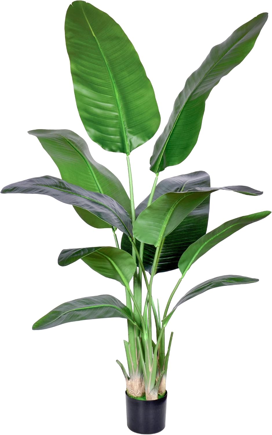 Artificial Bird of Paradise Plant,Faux Palm Tree Potted Plant with Real Touch Leaves,Fake Trees for Home Living Room Office Indoor Outdoor Decor(5FT-1Pack)
