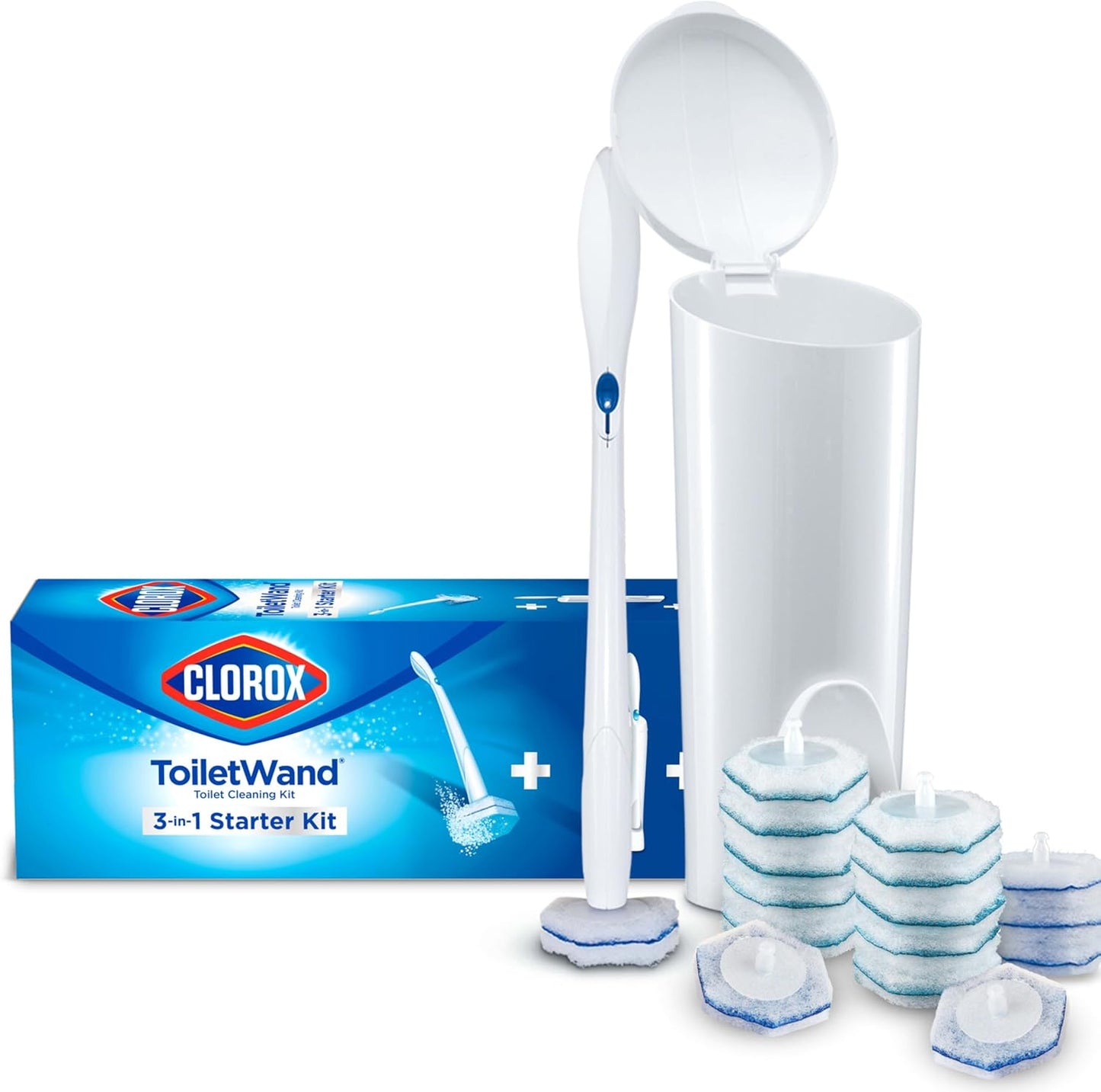 Clorox Original Toilet Cleaning System - ToiletWand, Storage Caddy and 16 Heads, Dorm Room Essentials, (Package May Vary)