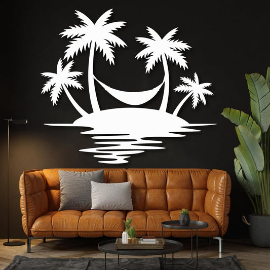 Palm Tree Metal Wall Decor,Palm Tree Outdoor Wall Art,Tropical Palm Tree Wall Decorations for Living Room,Outdoor Wall Decorations for House(28"×24",White)