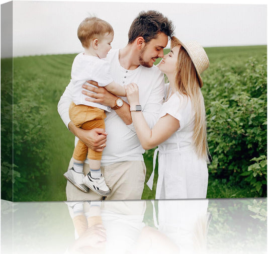 Personalized Custom Canvas Wall Art, Custom Canvas Prints with Your Photos for Living Room, Bedroom, Wedding Pet Baby Family Photo Framed Wall Art, Customized Photo Gift for Family，Friend，Lover，Pet