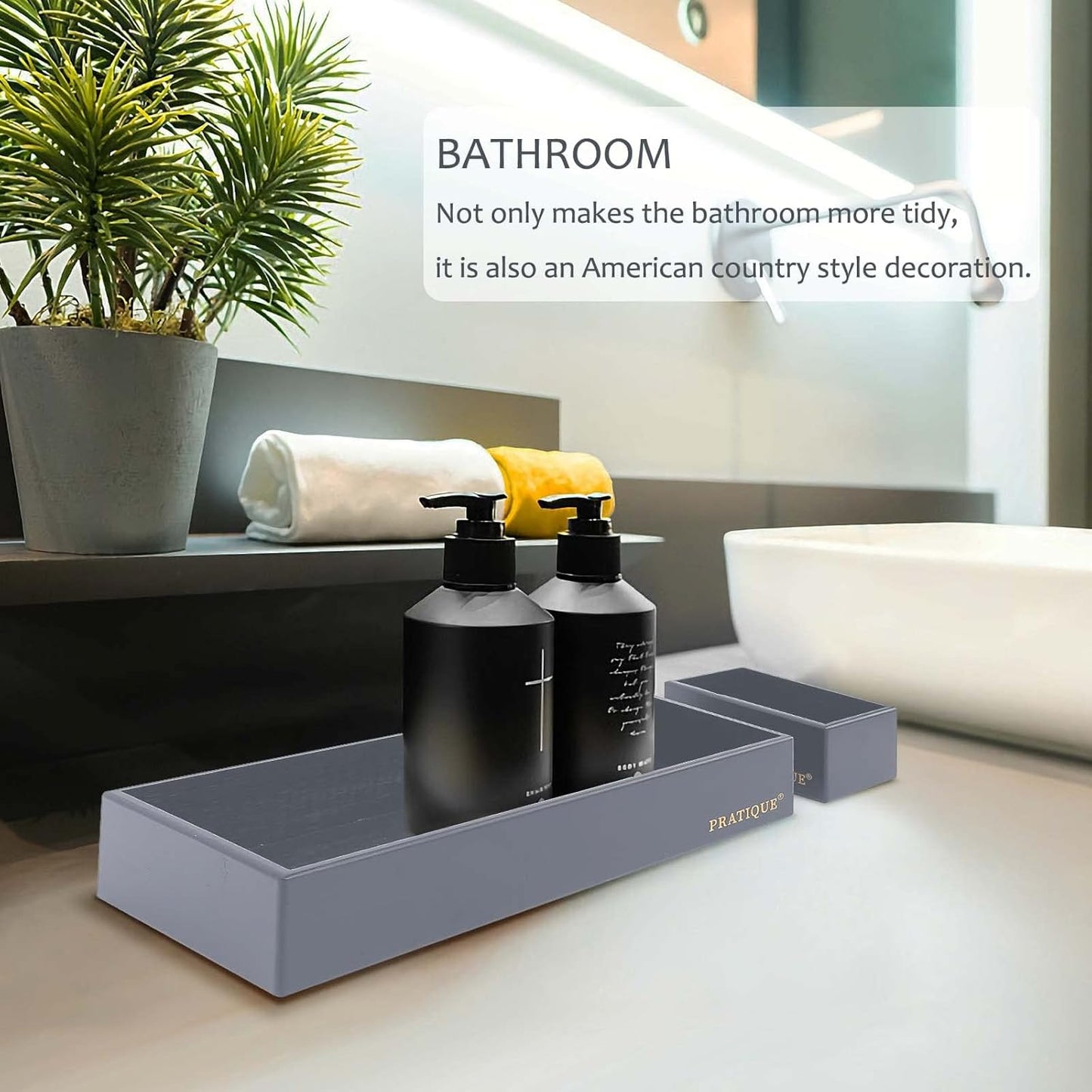 Bamboo Drawer Organizer - Kitchen Utensil Organizer Silverware Tray Cutlery Holder，Office Desk Supplies and Accessories,8.9 * 5.9 * 2.6,Grey