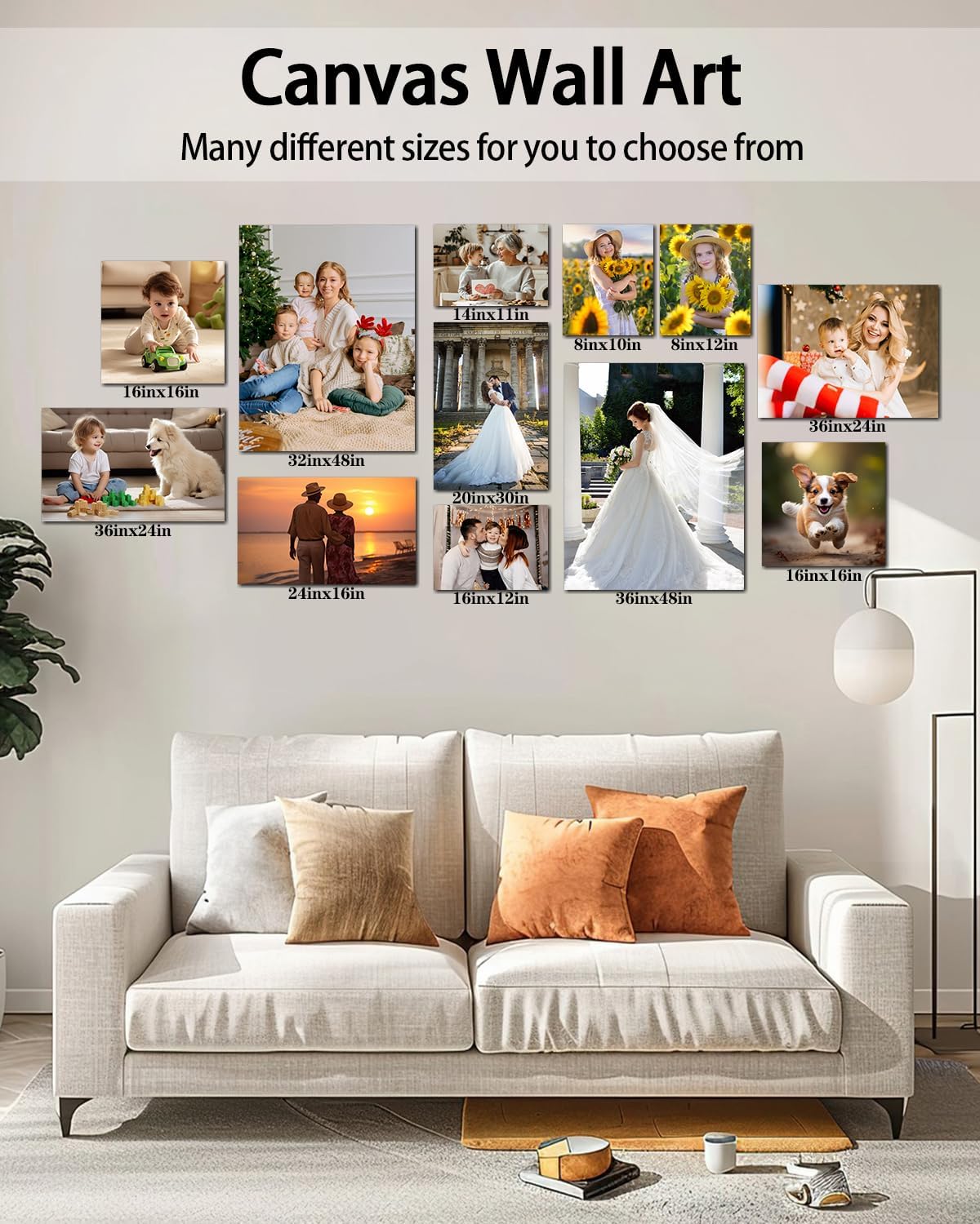 AbcCustomize Canvas Prints with Your Photos, Custom Canvas for Living Room and Bedroom Decor, Personalized gifts for Friends Lover and Family, Canvas Wall Art for Gifts & Keepsakes, Ready to Hang